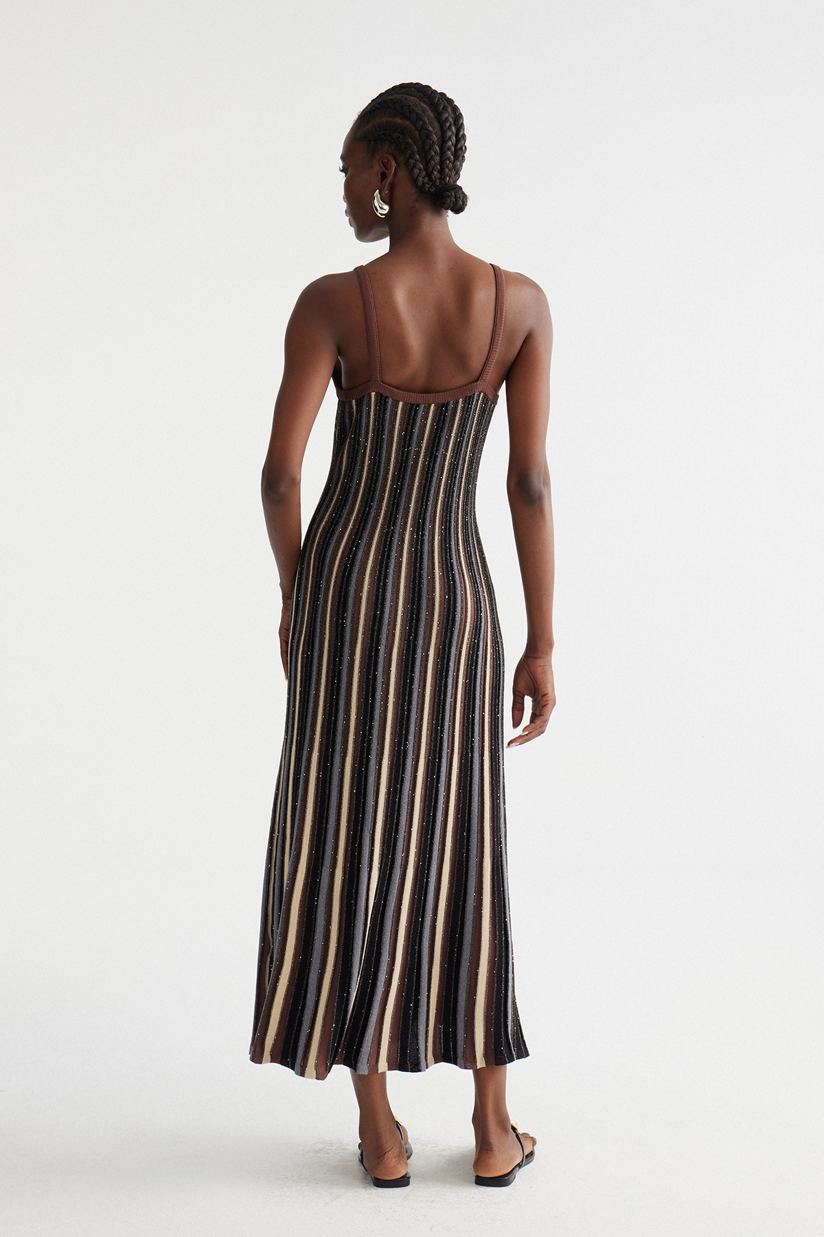 Inese Stripe Ruffle Maxi Dress