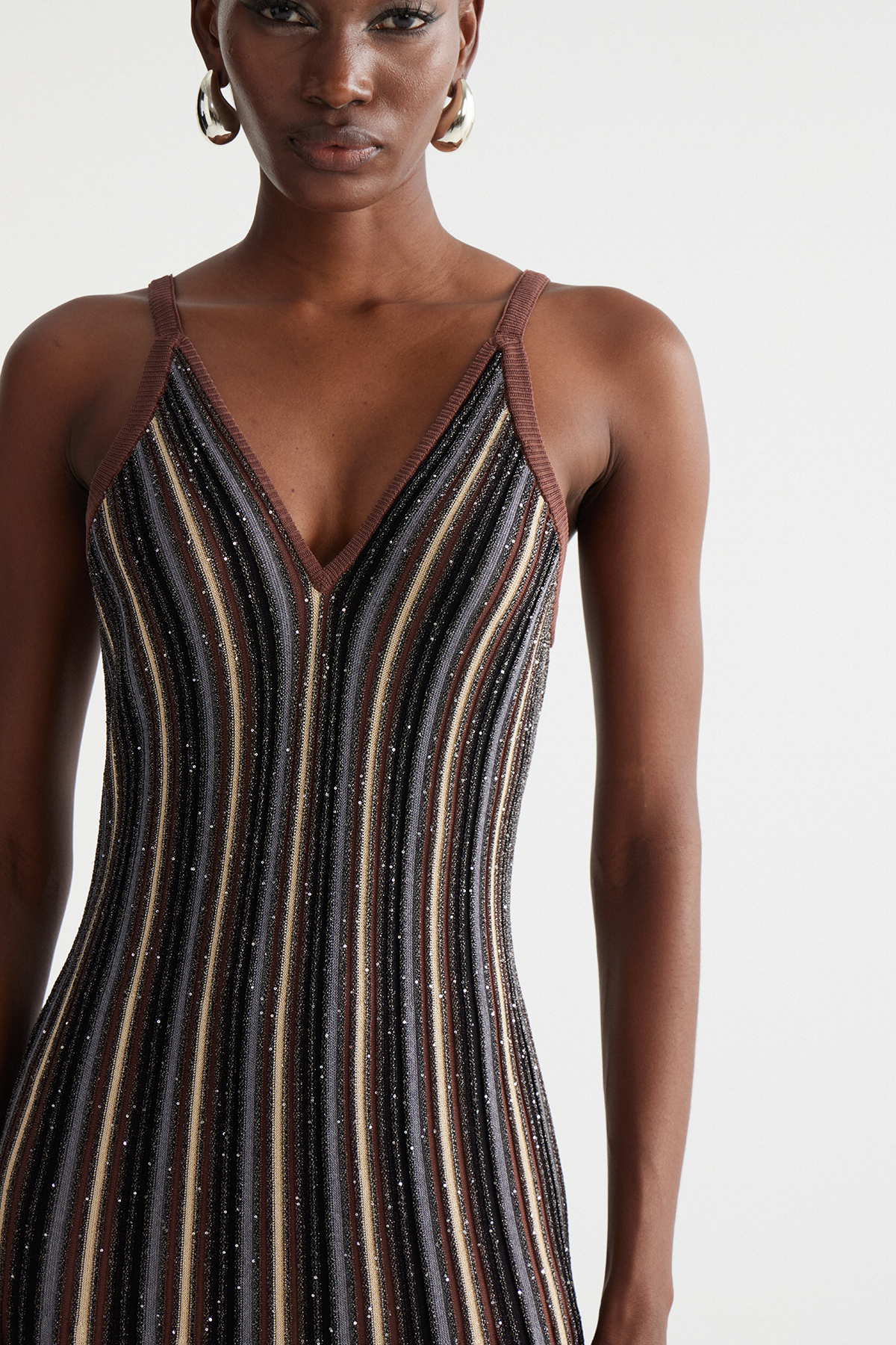 Inese Stripe Ruffle Maxi Dress