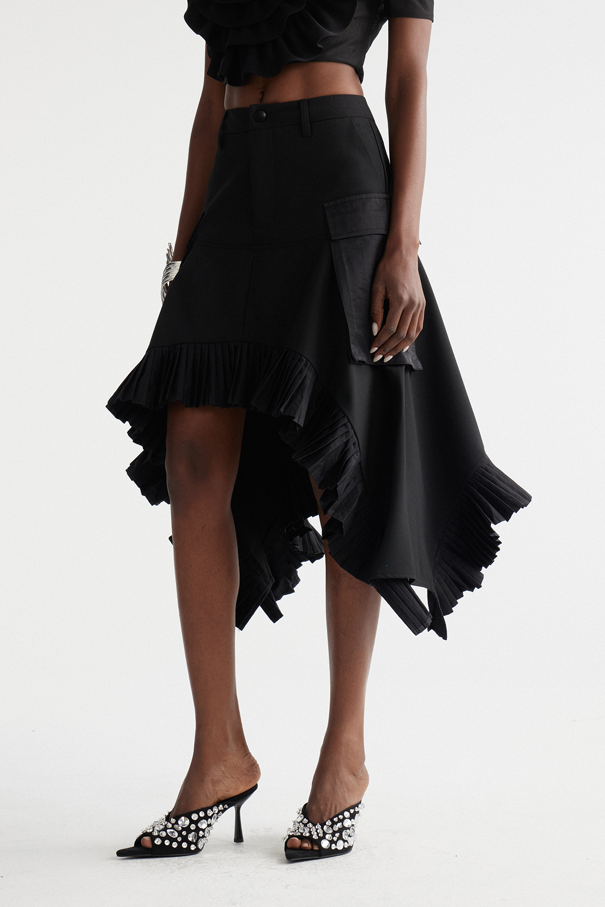 Inga Ruffle High Low Mini Skirt
