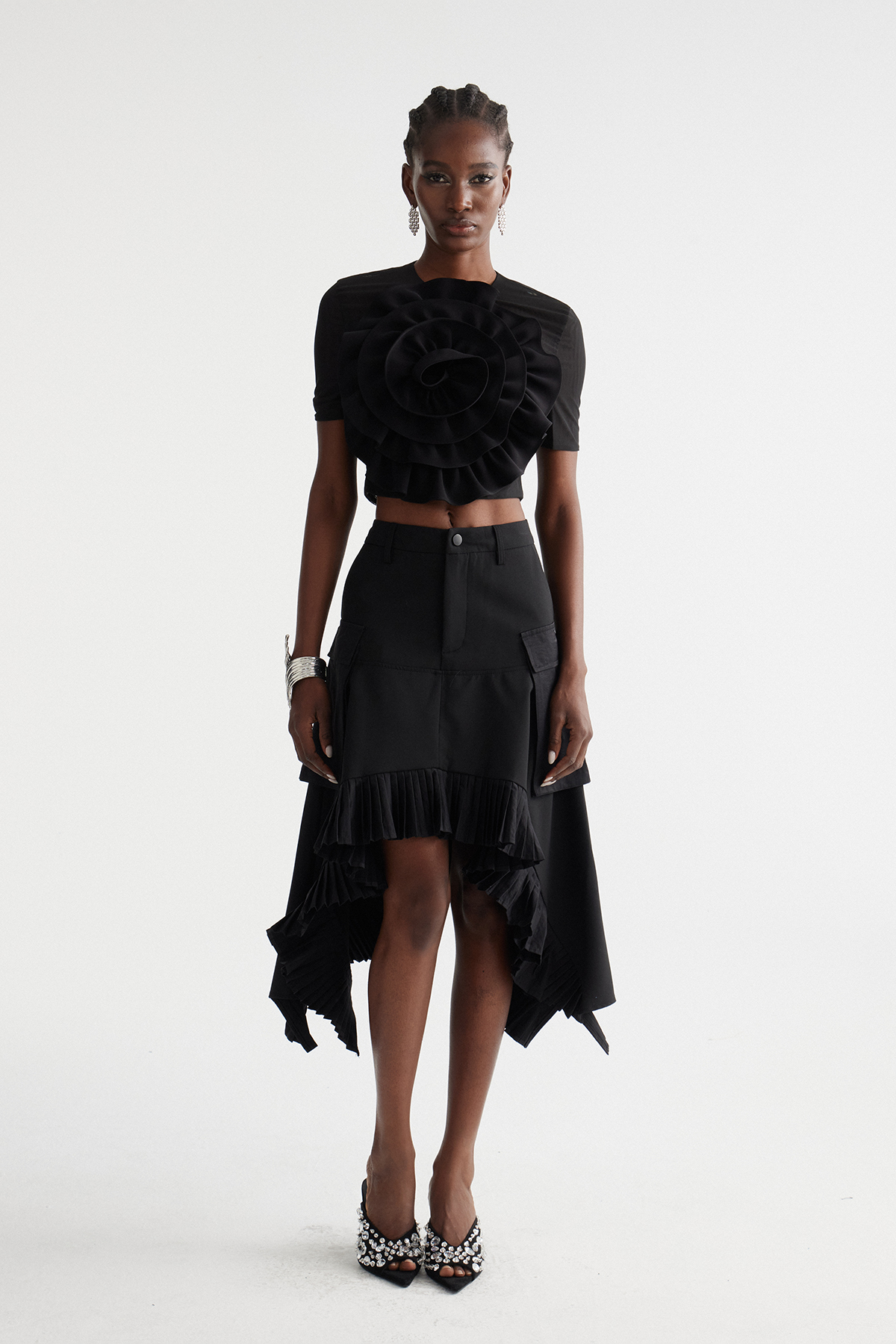 Inga Ruffle High Low Mini Skirt