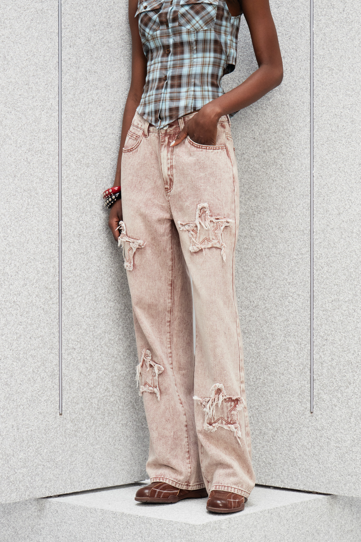 Inger Star Barrel Jeans In Pink