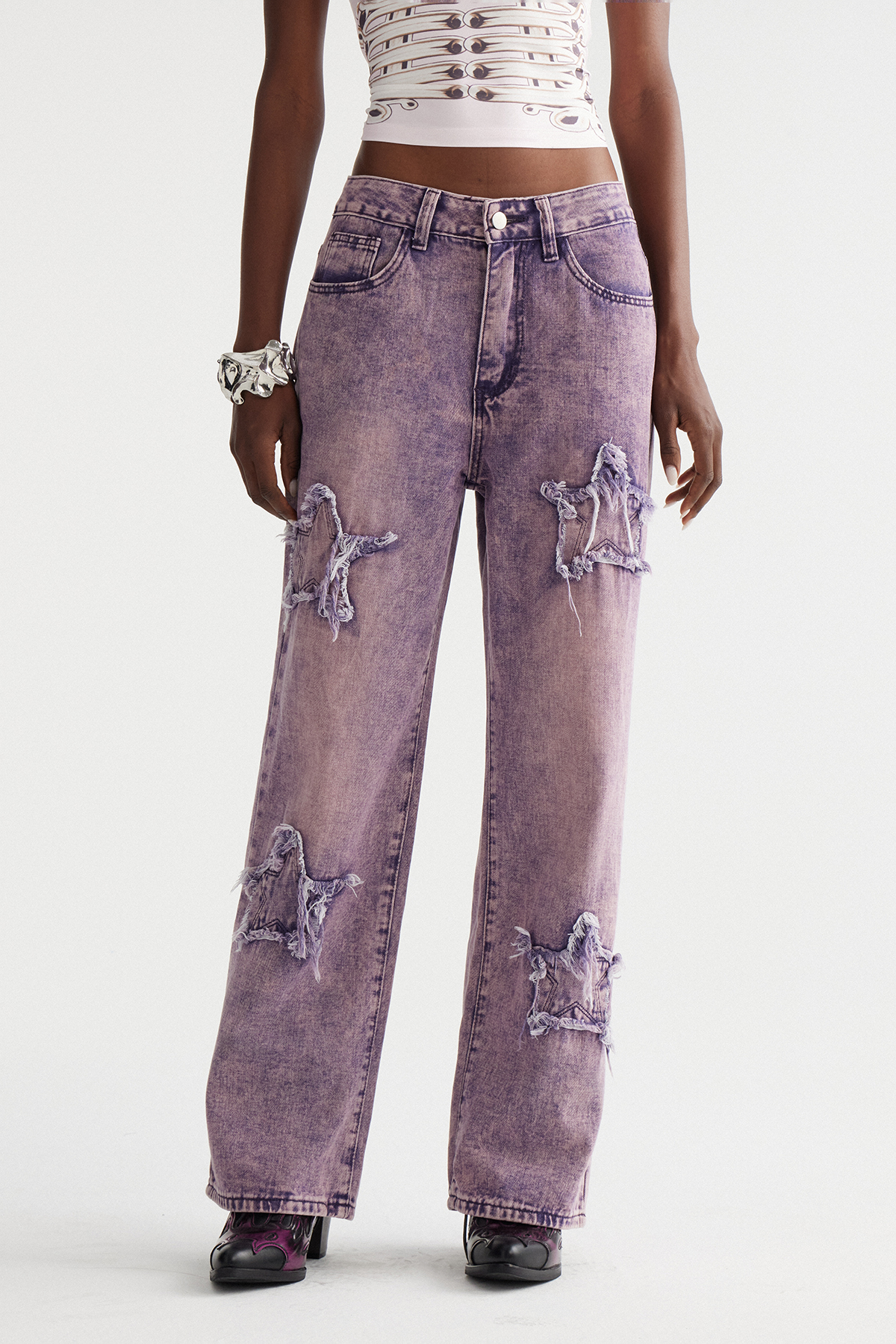 Inger Star Barrel Jeans In Purple