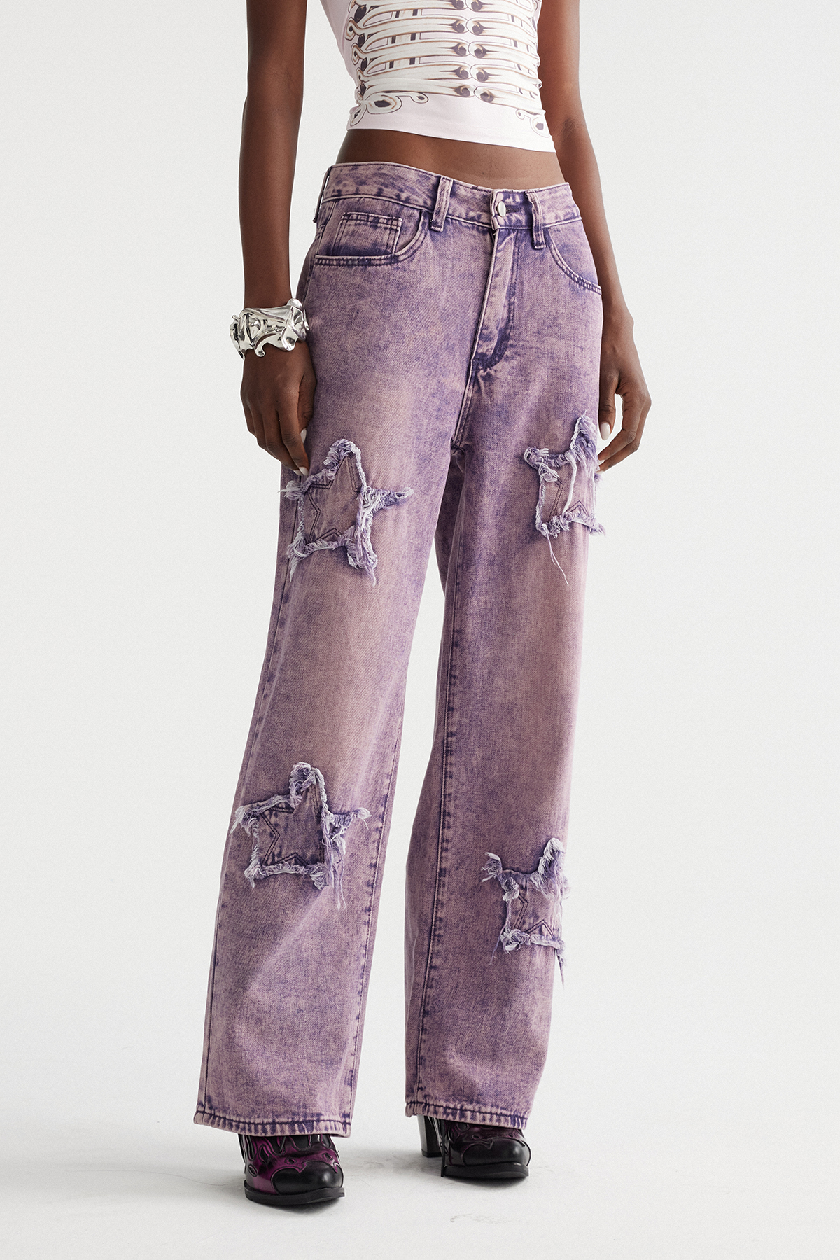 Inger Star Barrel Jeans In Purple