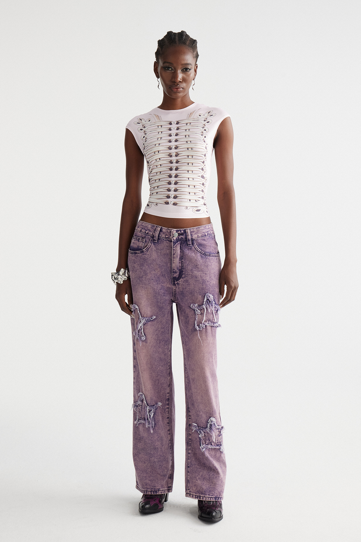 Inger Star Barrel Jeans In Purple