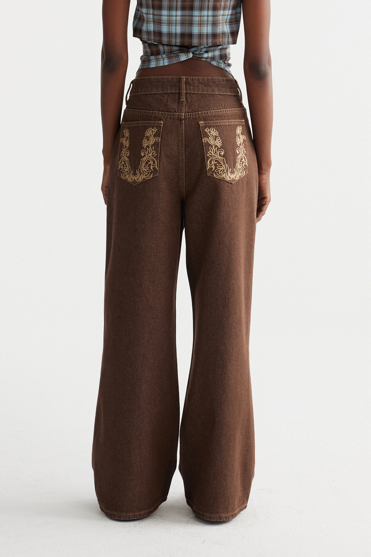 Ingi Wide Leg Jeans In Brown