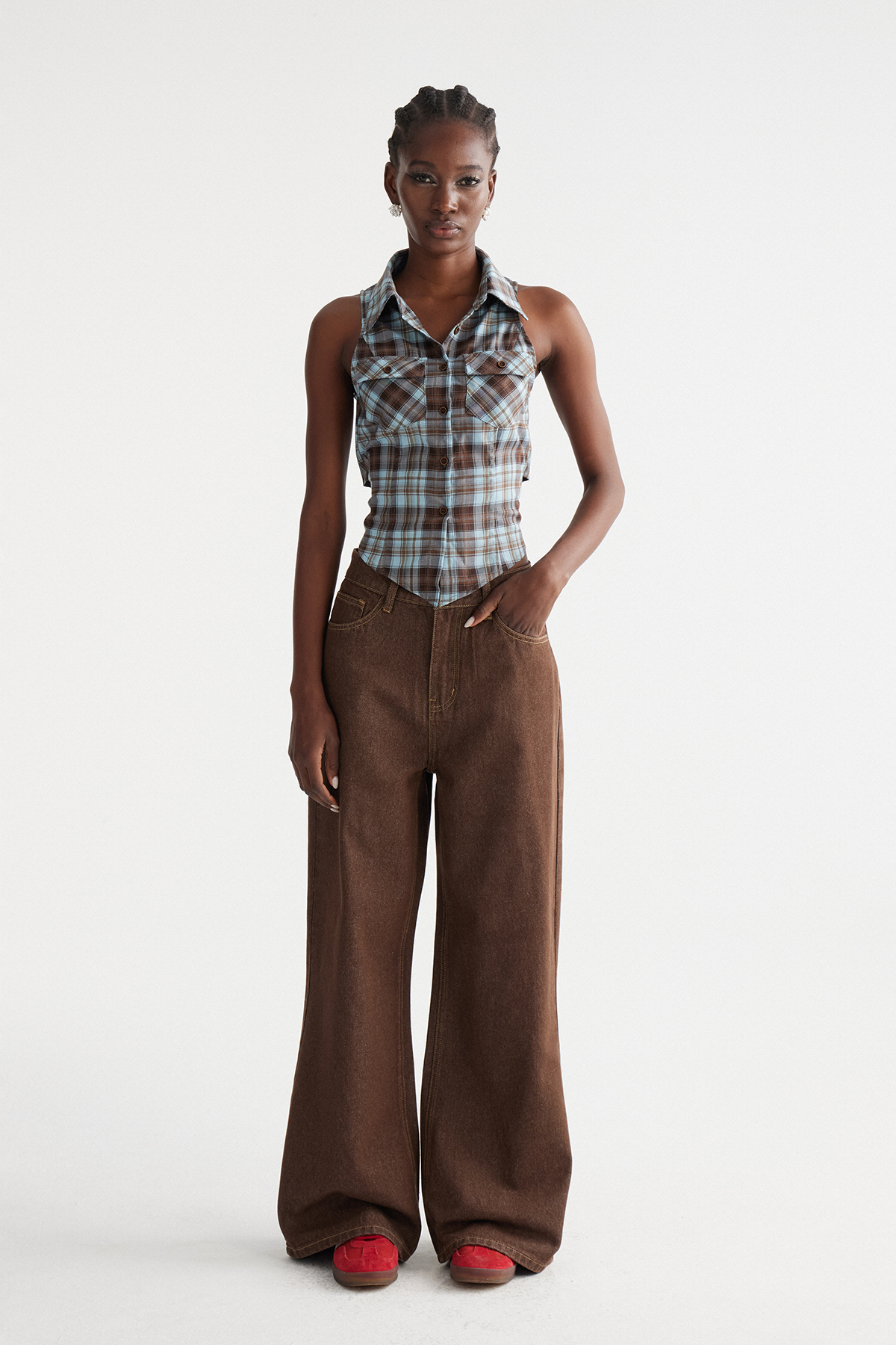 Ingi Wide Leg Jeans In Brown
