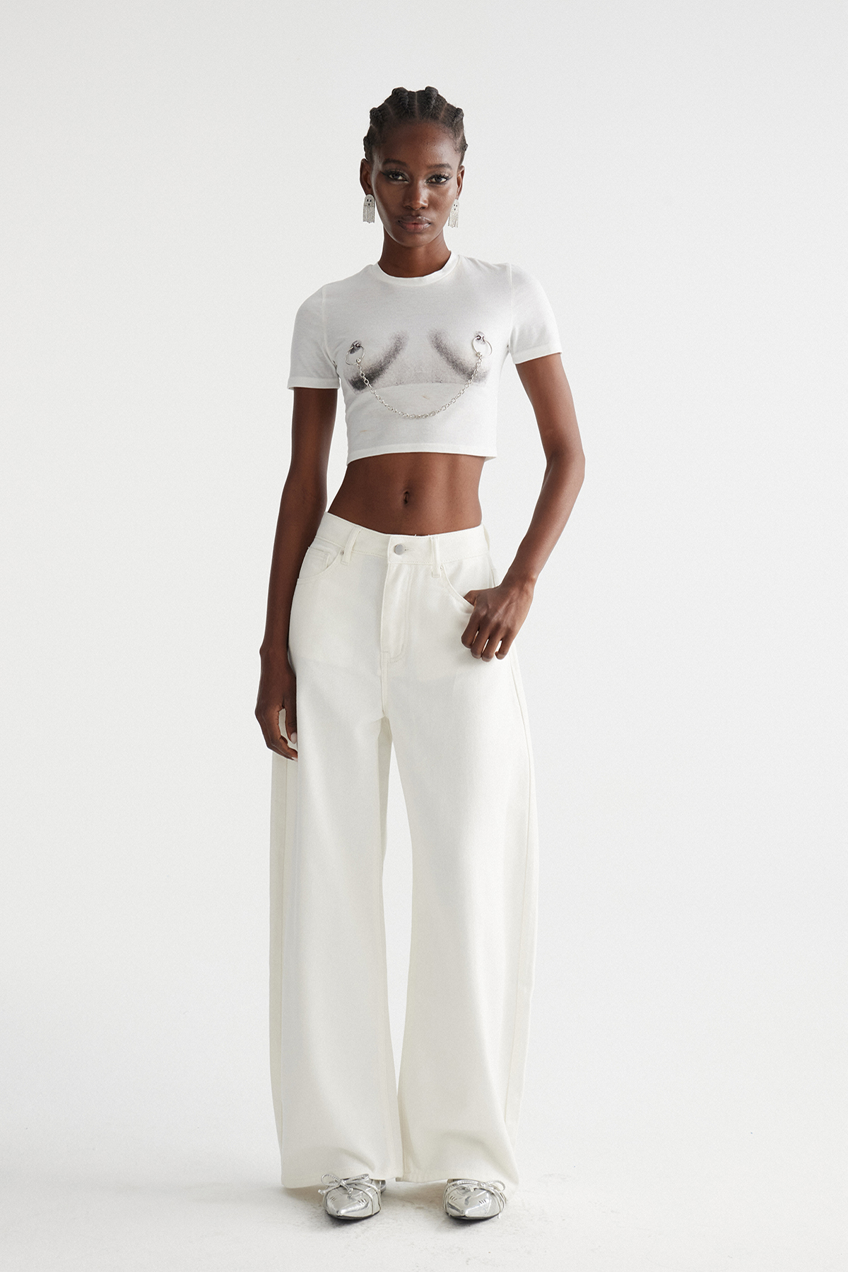 Ingi Wide Leg Jeans In White