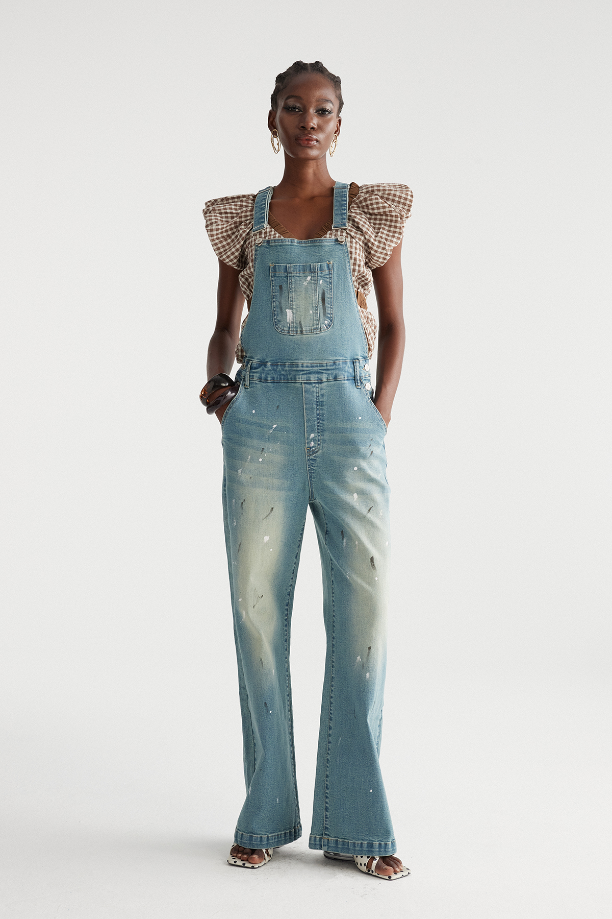 Ingkar Splattered Denim Overalls
