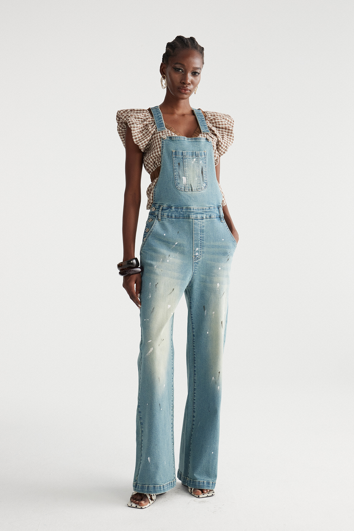 Ingkar Splattered Denim Overalls