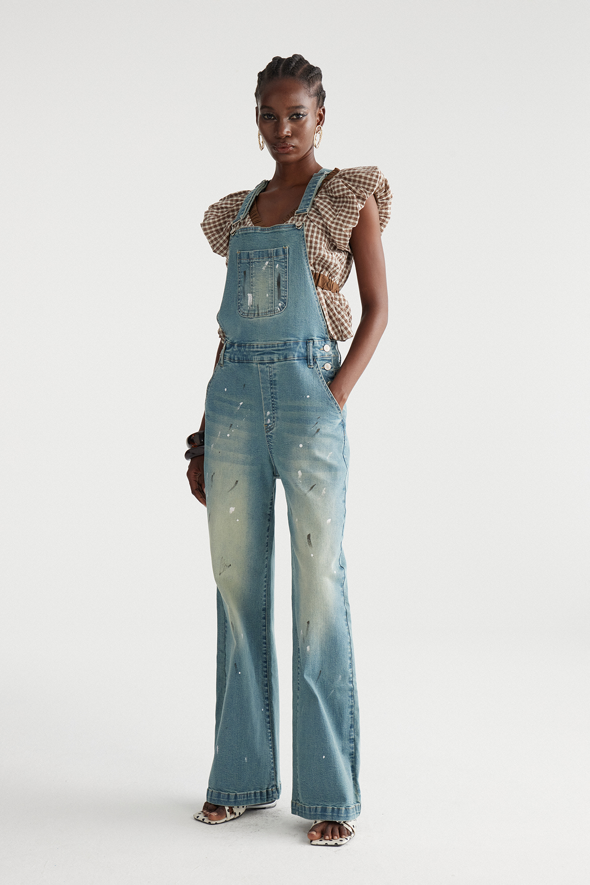 Ingkar Splattered Denim Overalls