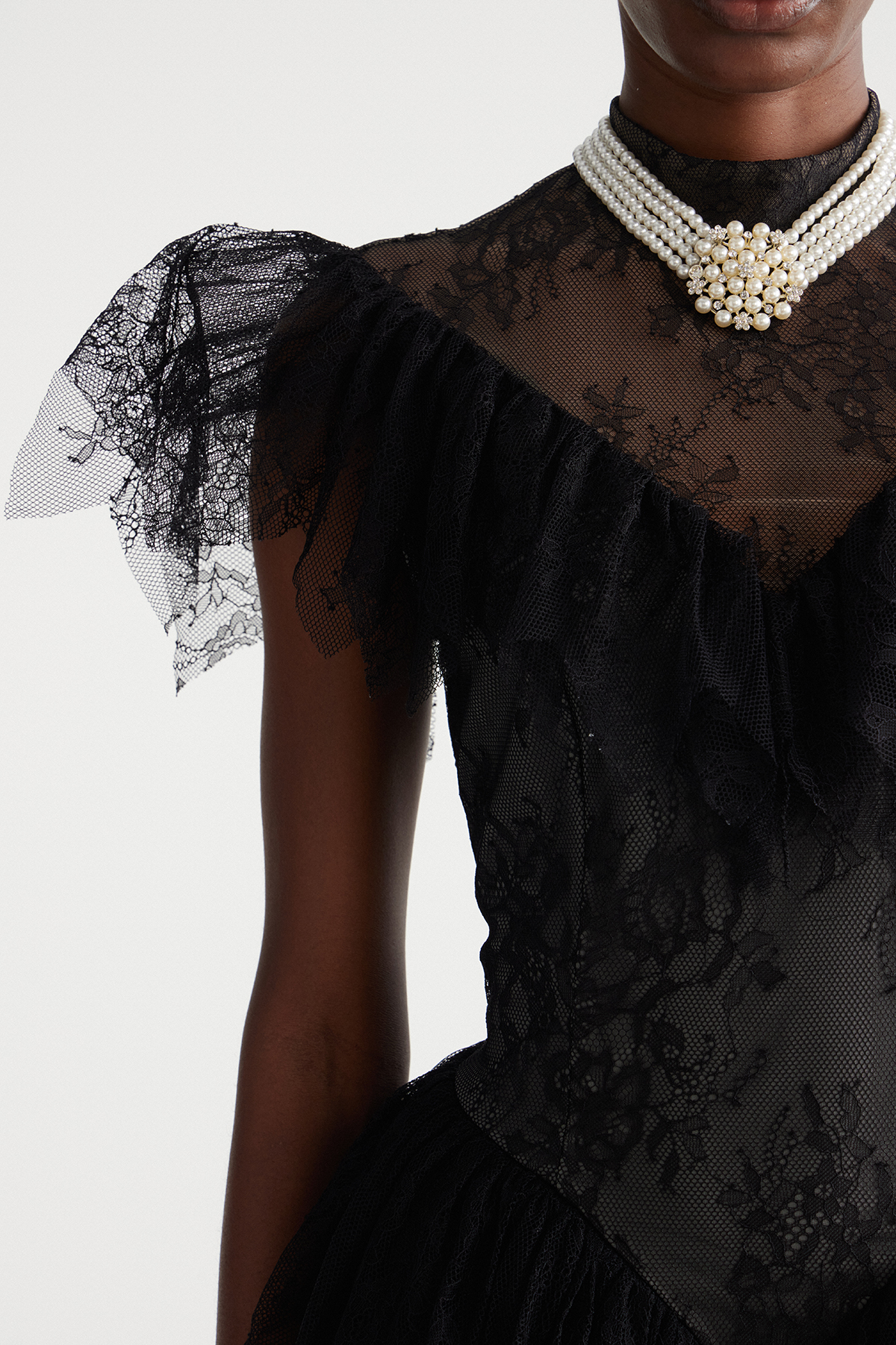 Ingrida Lace Ruffle Mini Dress