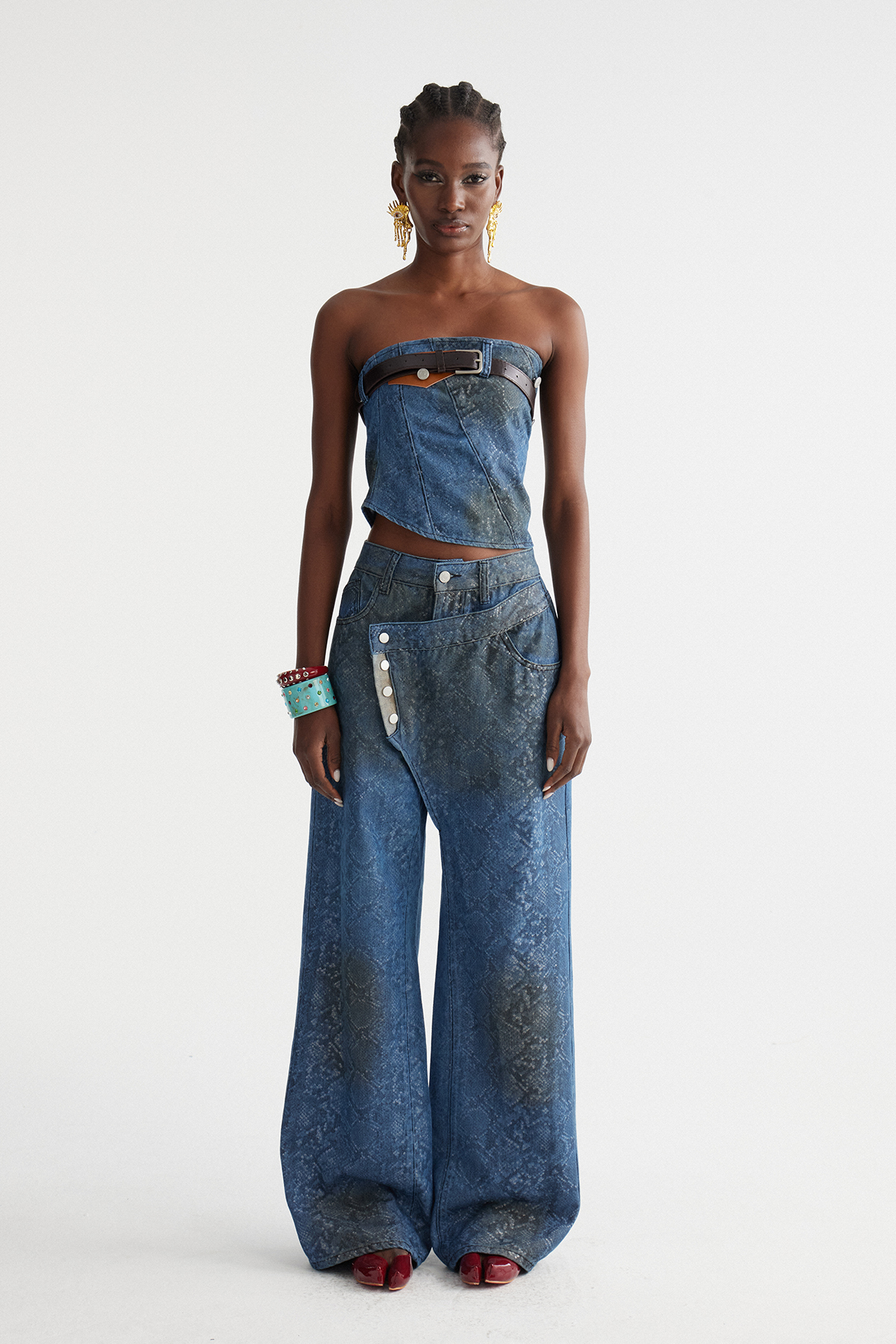 Inguna Snake Denim Pants Set