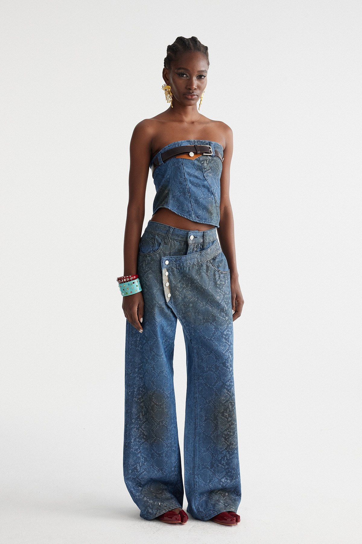 Inguna Snake Denim Pants Set