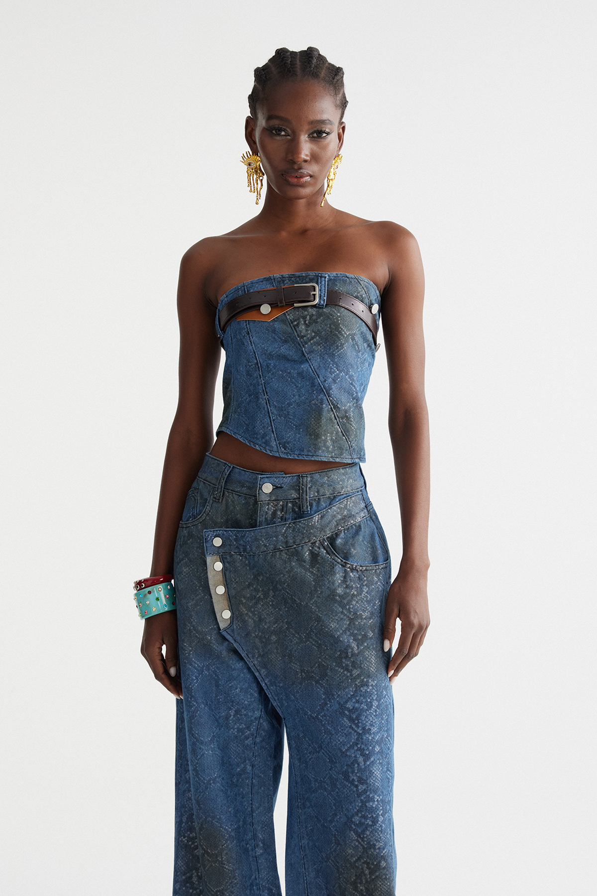 Inguna Snake Denim Pants Set