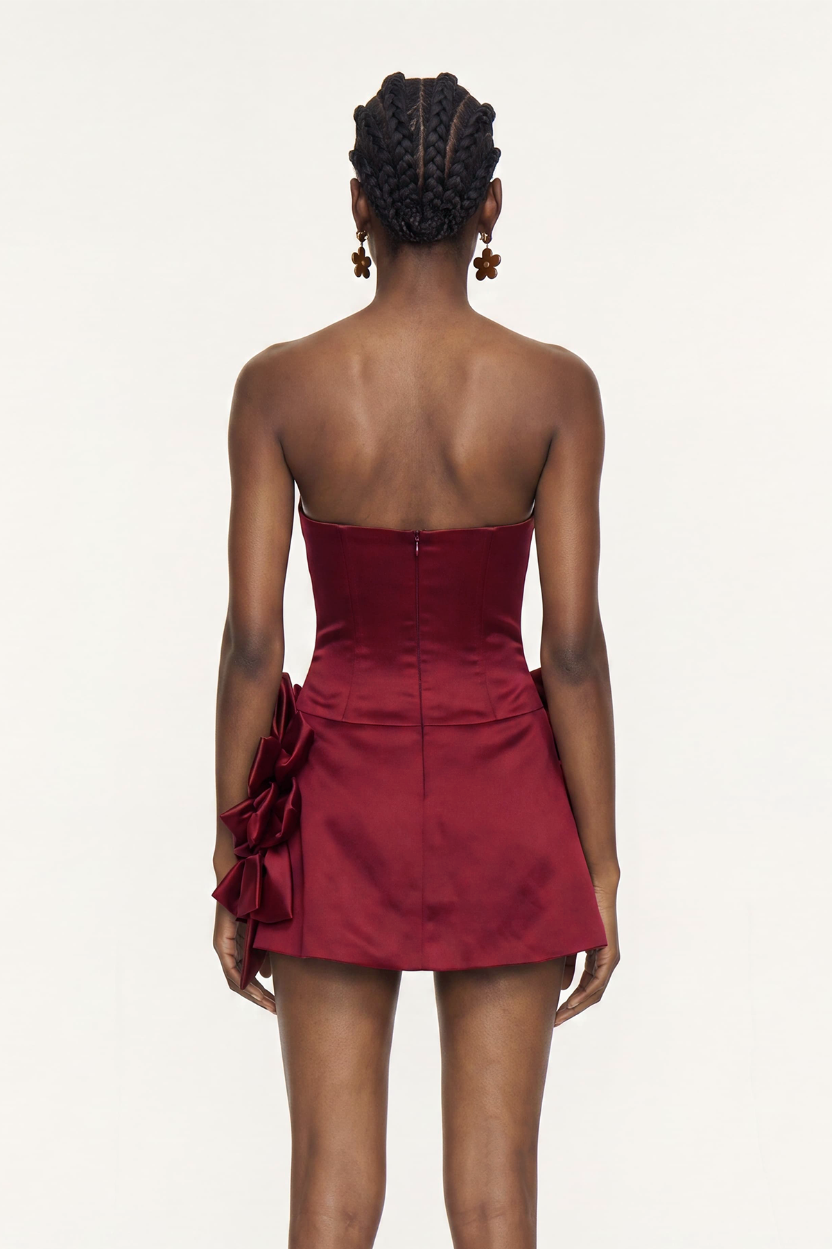 Ingvar Flower Strapless Mini Dress In Wine