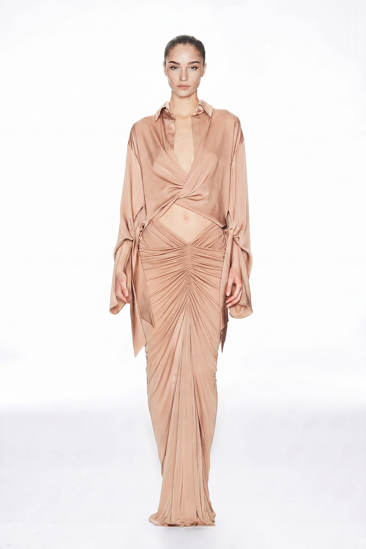 Ingvild Cutout Draped Maxi Shirt Dress
