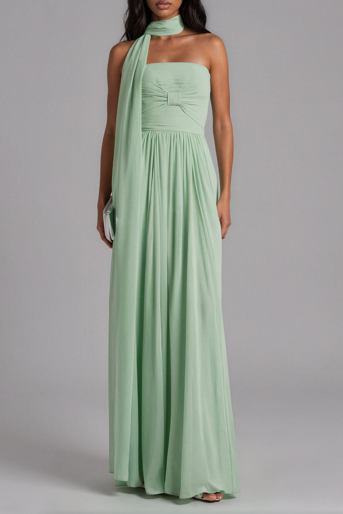 Inha Strapless Ruch Scarf Maxi Dress