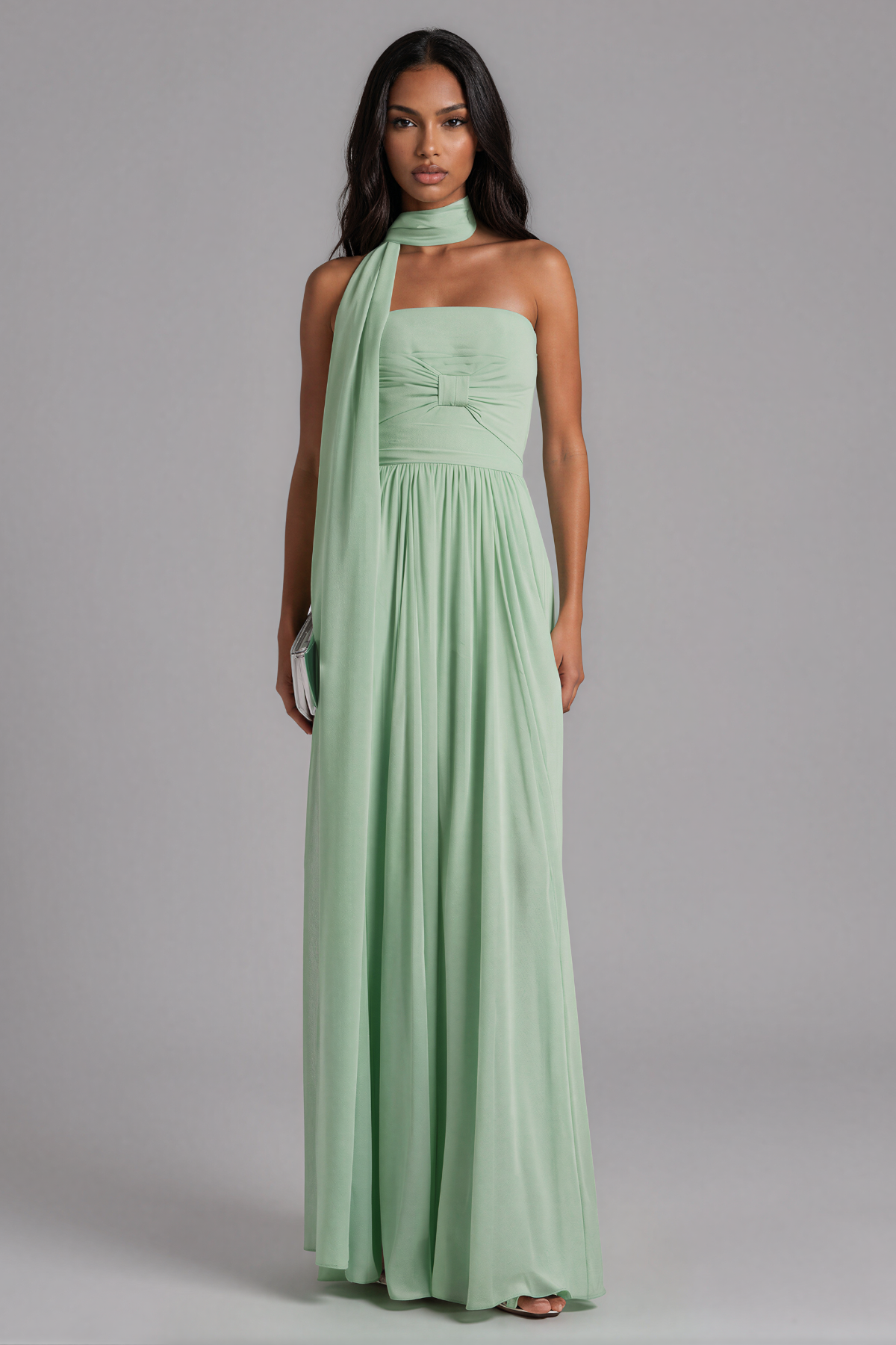 Inha Strapless Ruch Scarf Maxi Dress