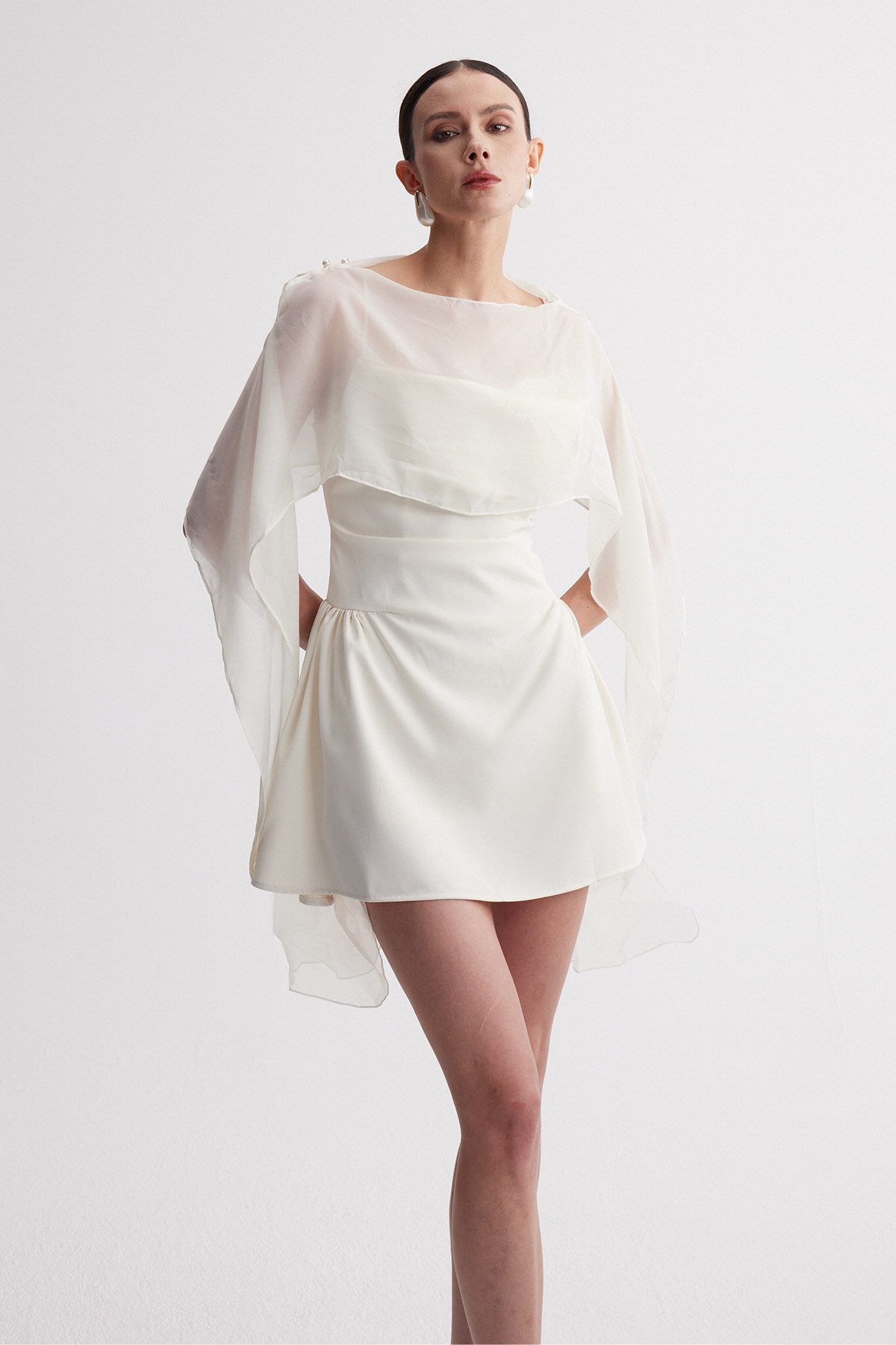 Inhar Ruch Mesh Shawl Mini Dress