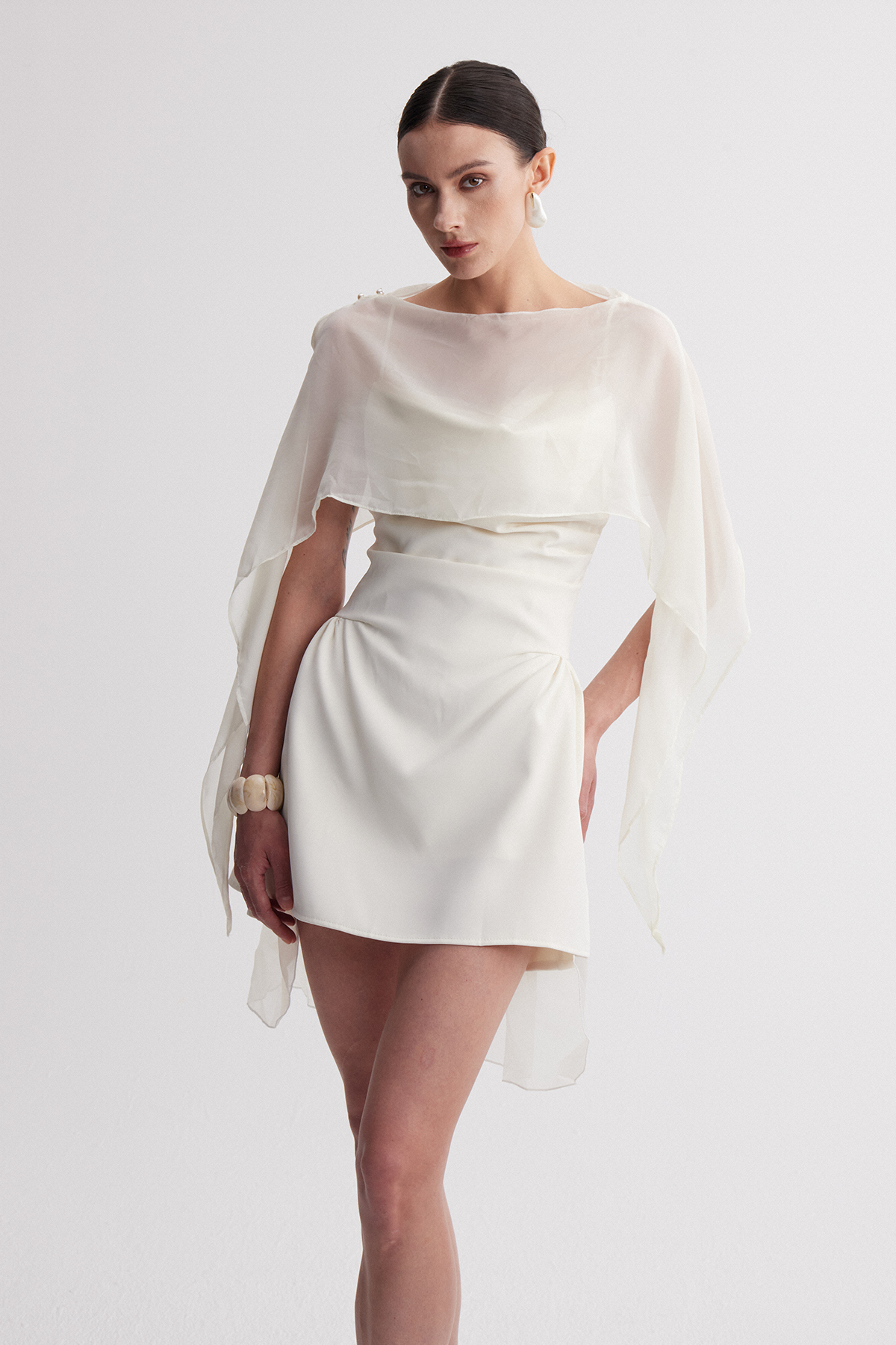 Inhar Ruch Mesh Shawl Mini Dress