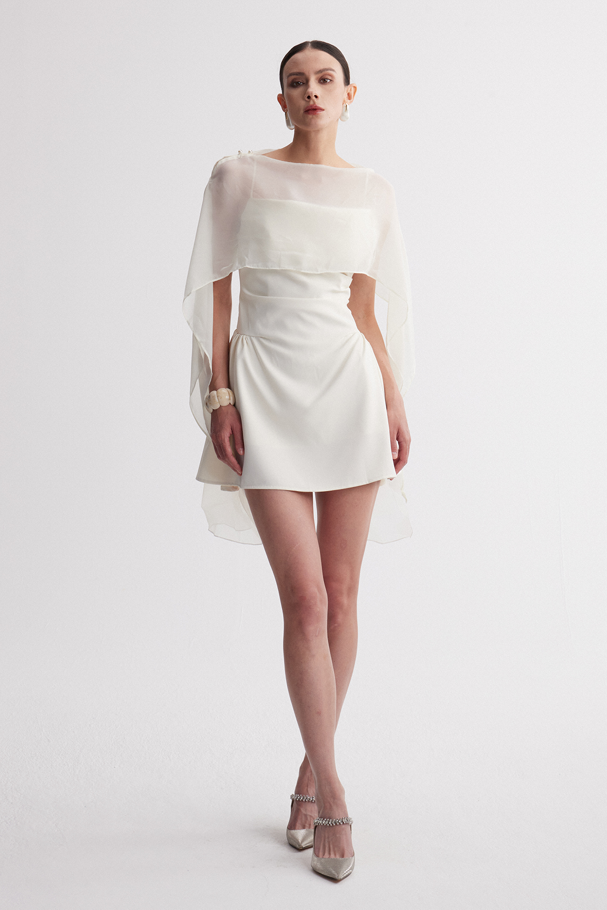 Inhar Ruch Mesh Shawl Mini Dress