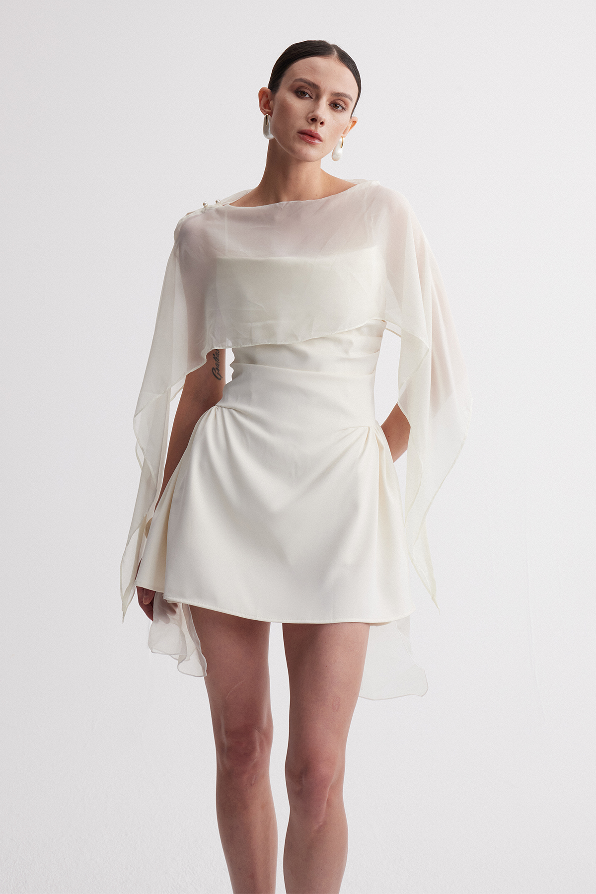 Inhar Ruch Mesh Shawl Mini Dress
