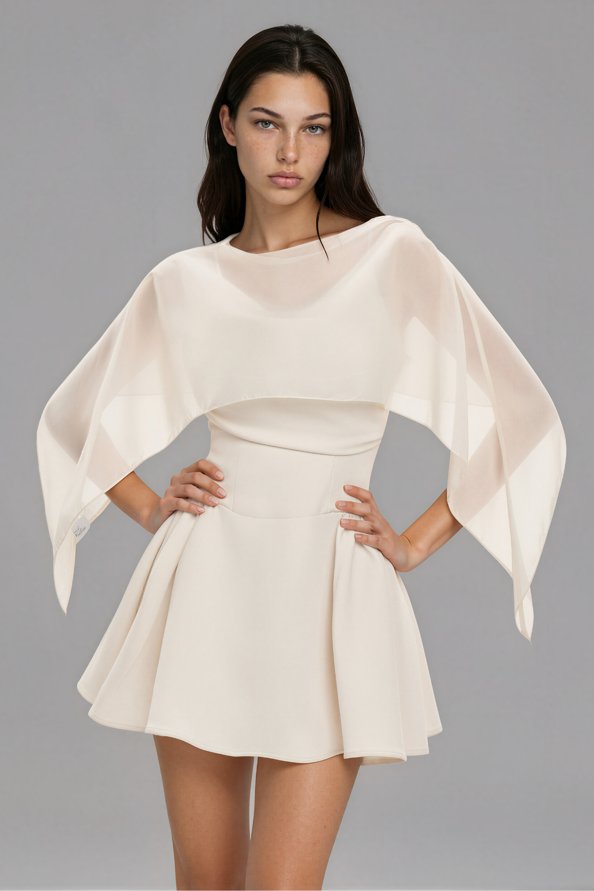 Inhar Ruffle Shawl Mini Dress