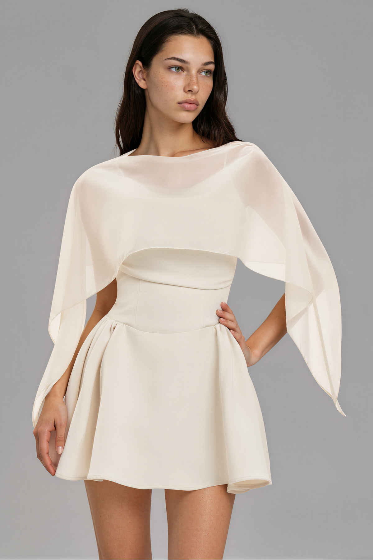 Inhar Ruffle Shawl Mini Dress