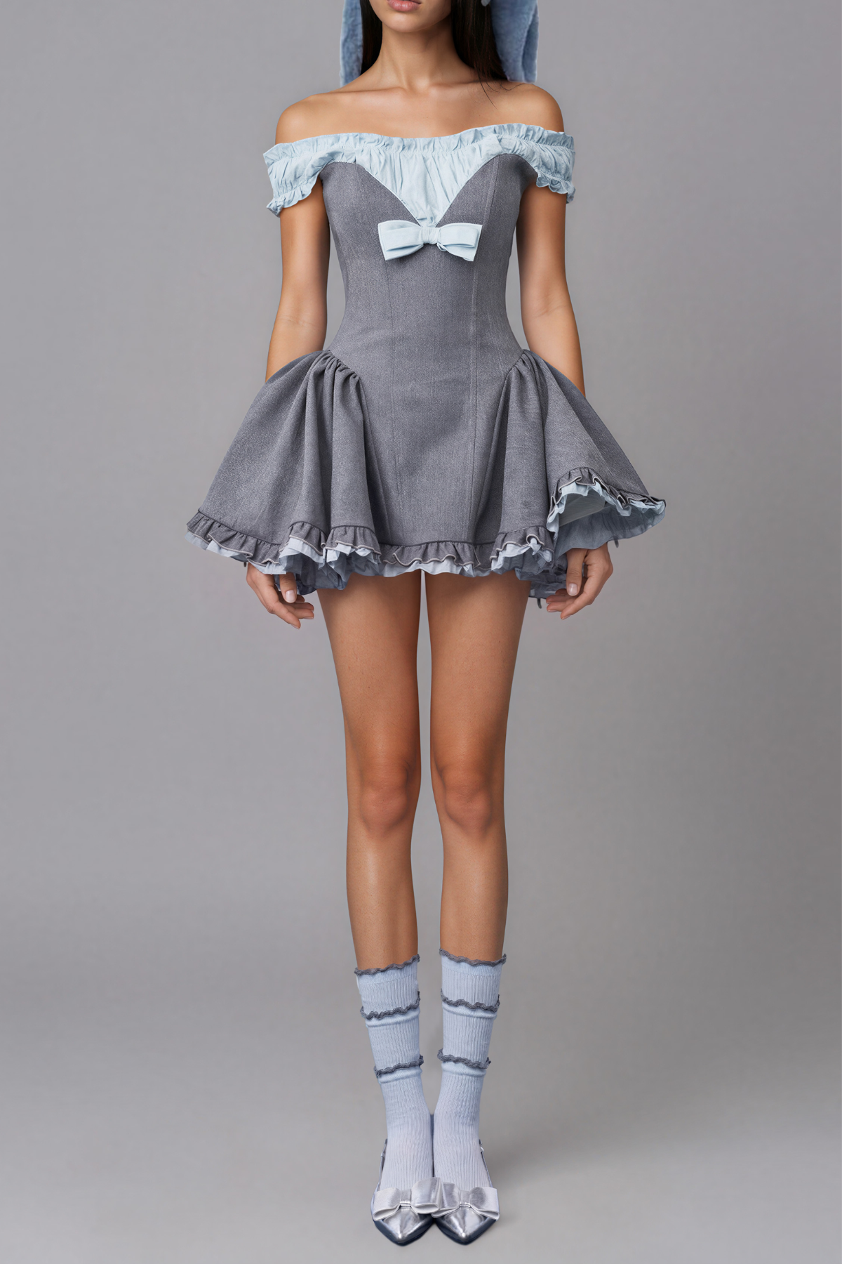 Inka Off Shoulder Puffy Mini Dress