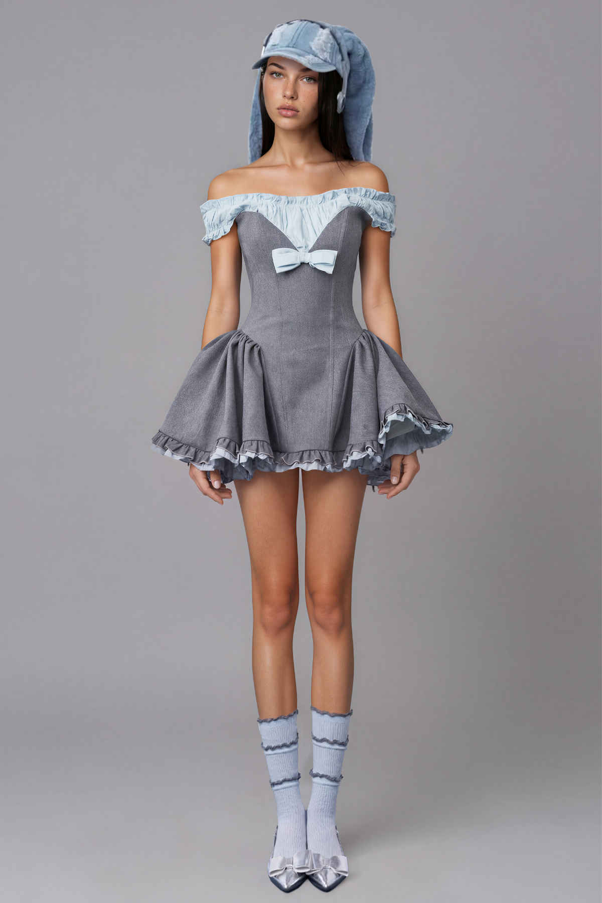 Inka Off Shoulder Puffy Mini Dress
