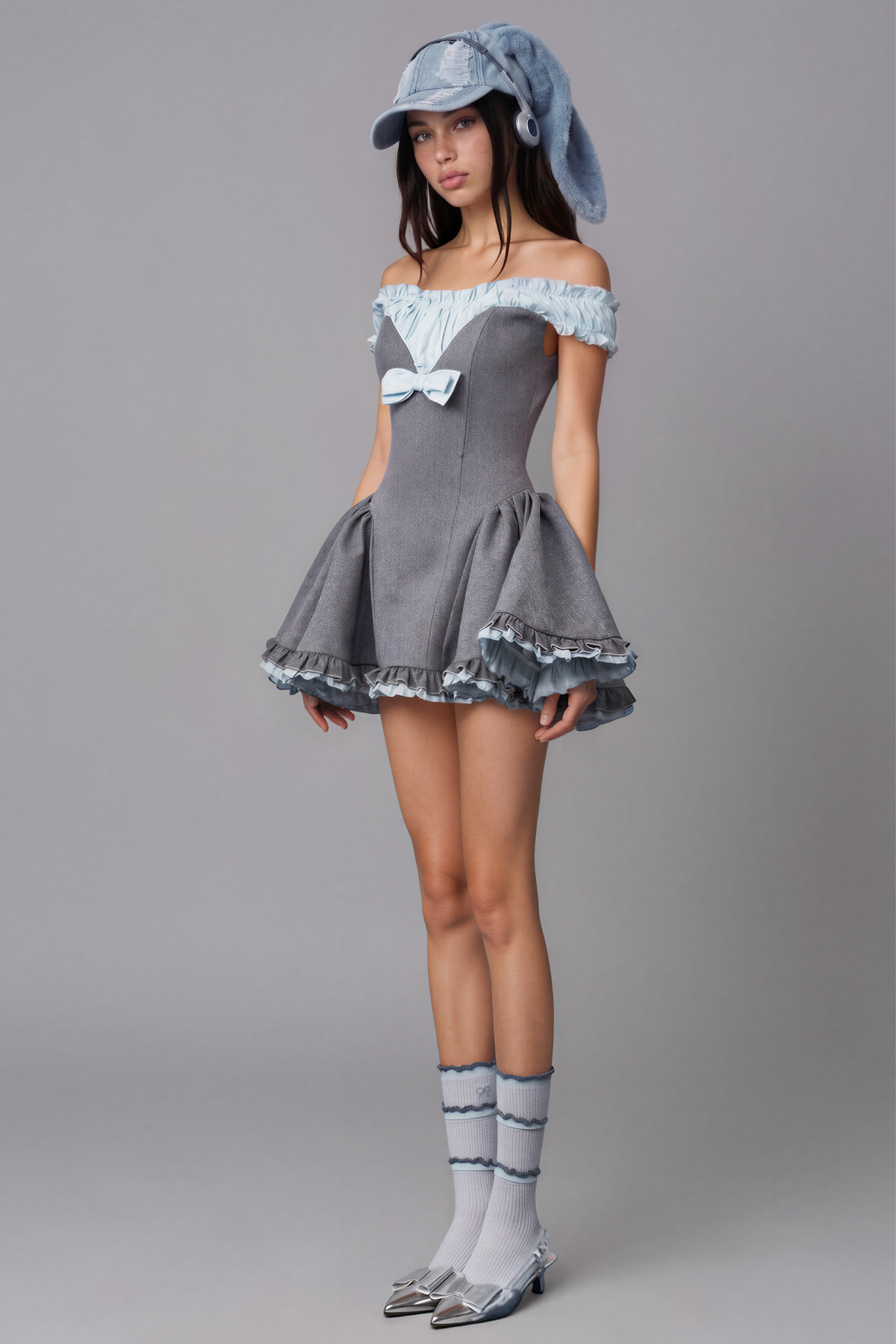 Inka Off Shoulder Puffy Mini Dress