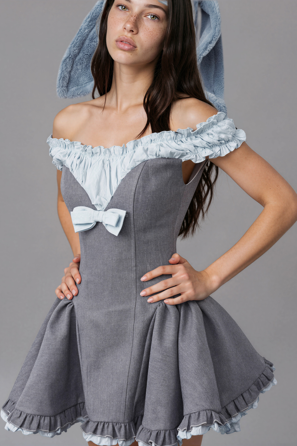 Inka Off Shoulder Puffy Mini Dress