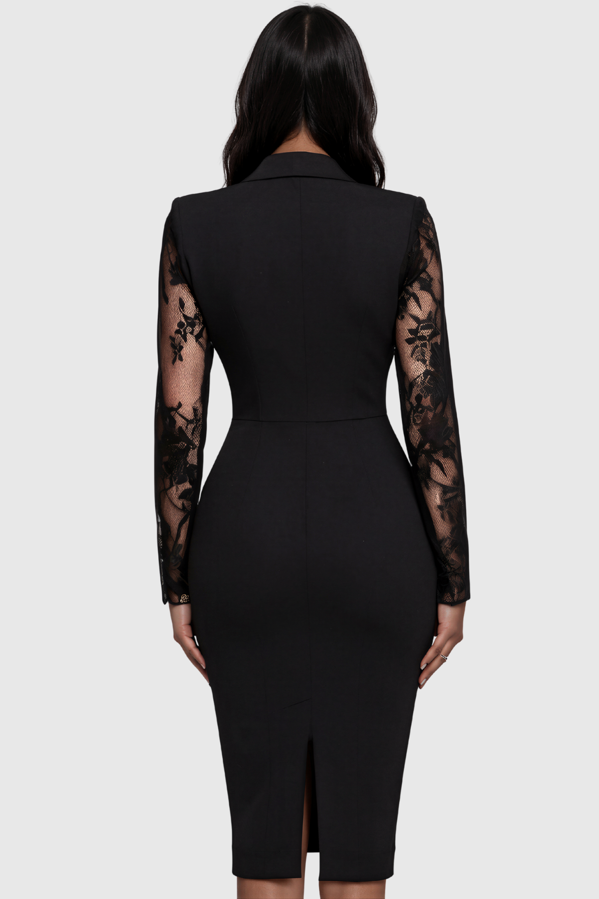 Inken Plunge Lace Midi Blazer Dress