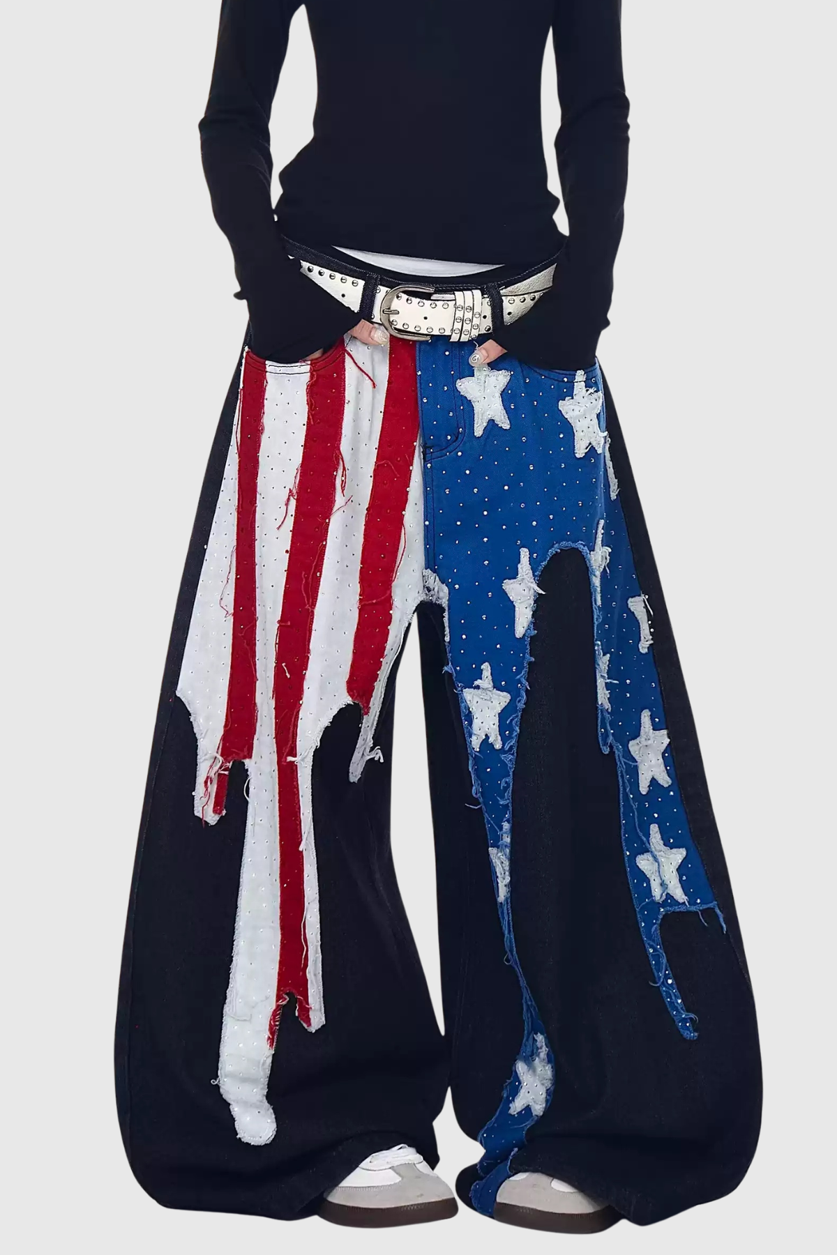 Inma Star Rhinestone Baggy Jeans