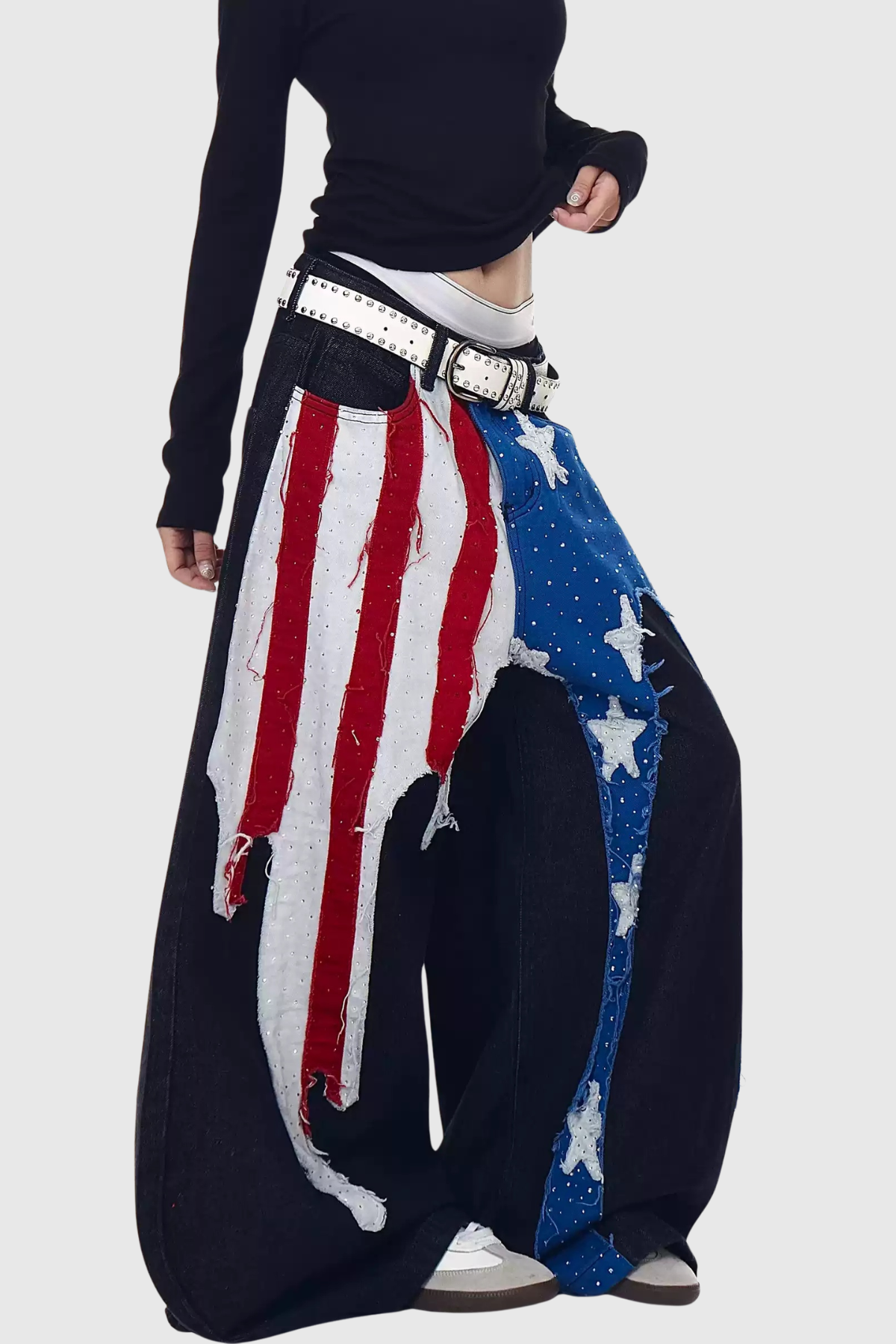 Inma Star Rhinestone Baggy Jeans