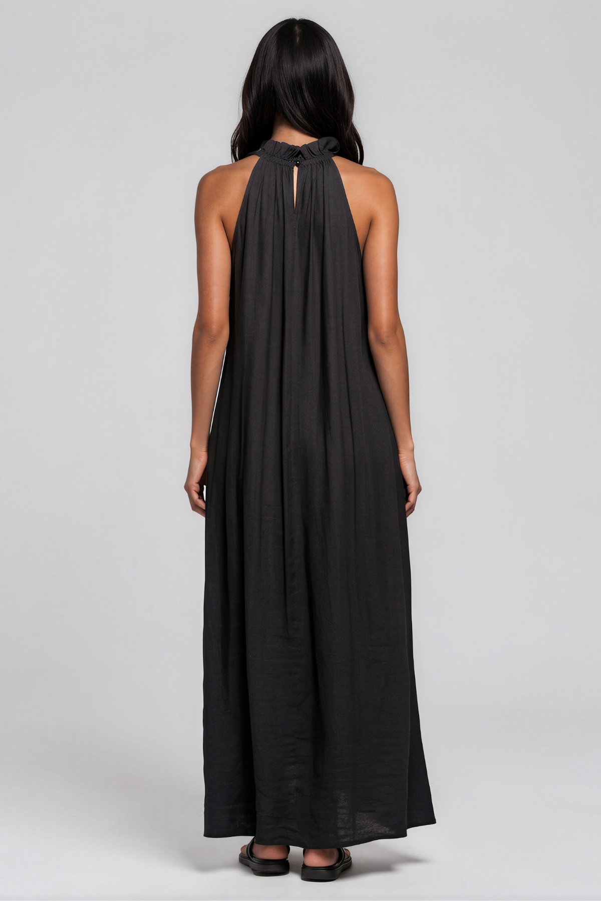 Innes Halter Neck Ruffle Maxi Dress