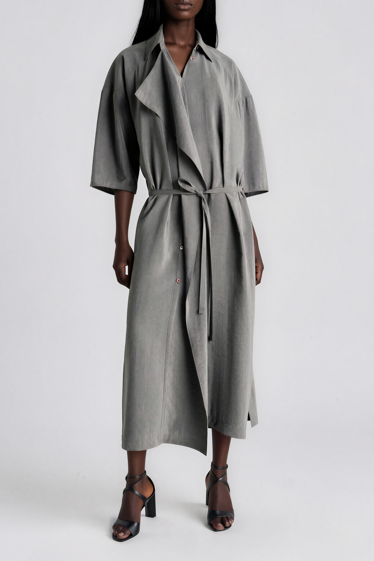 Innocent Lapel Oversized Maxi Dress