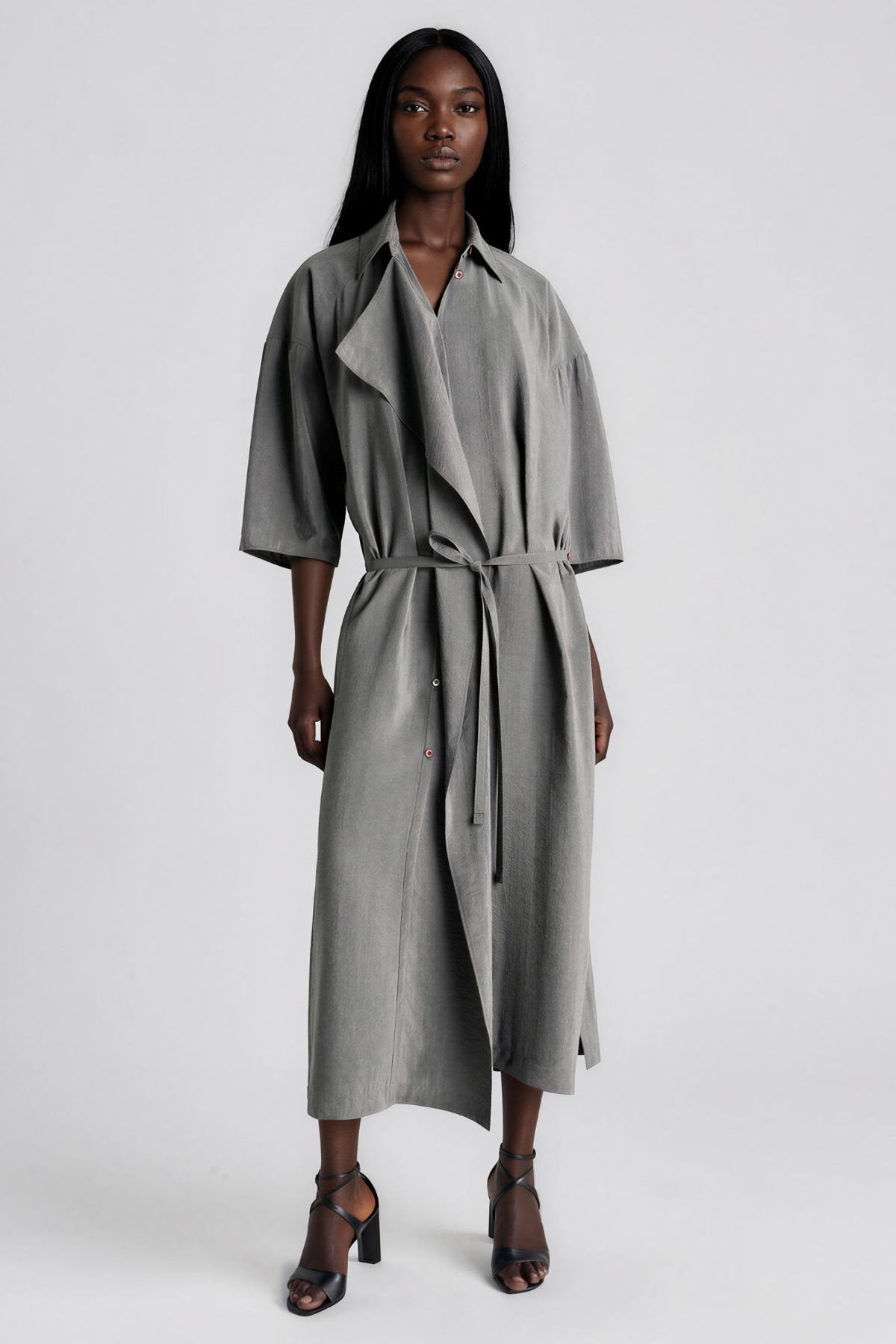 Innocent Lapel Oversized Maxi Dress