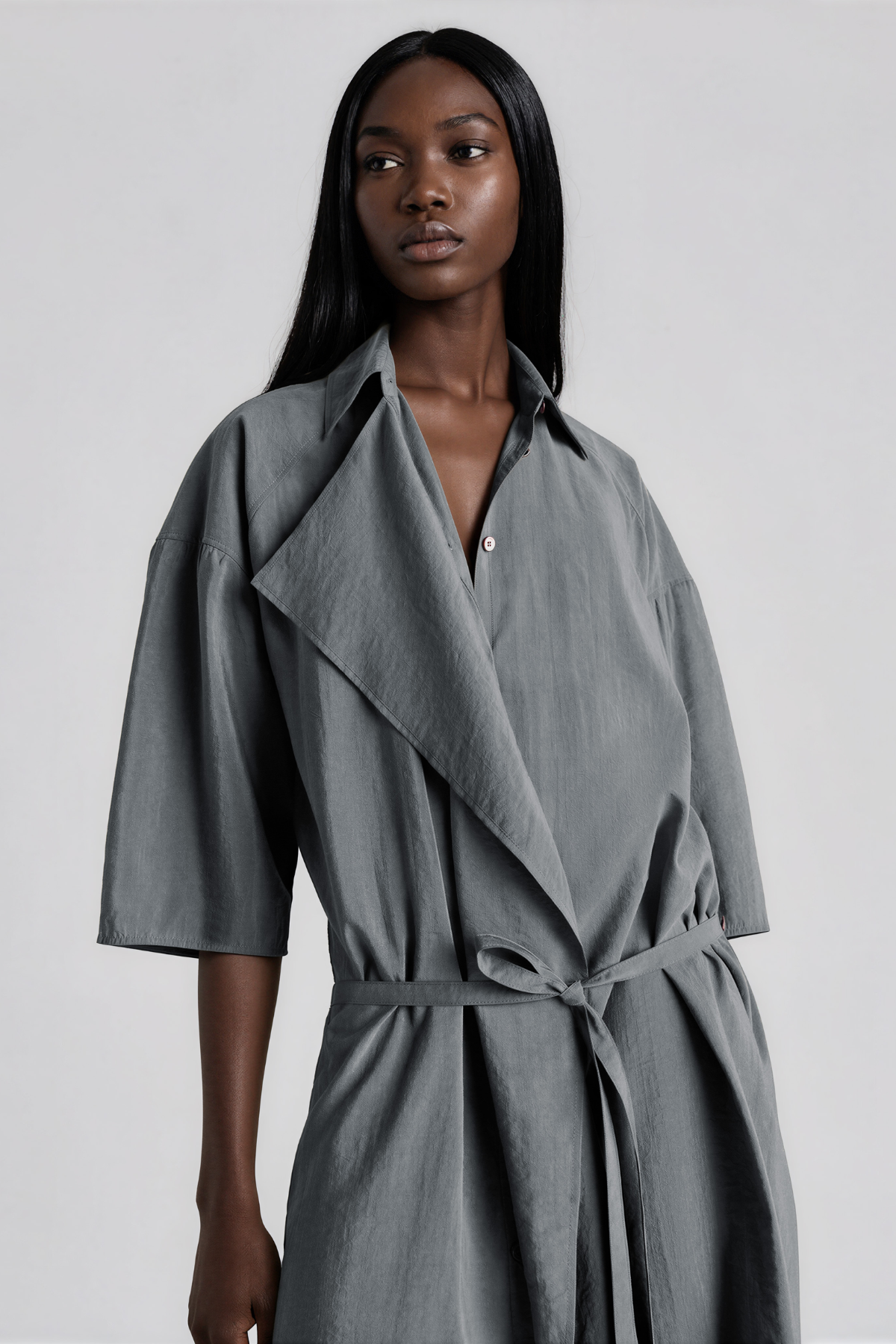 Innocent Lapel Oversized Maxi Dress