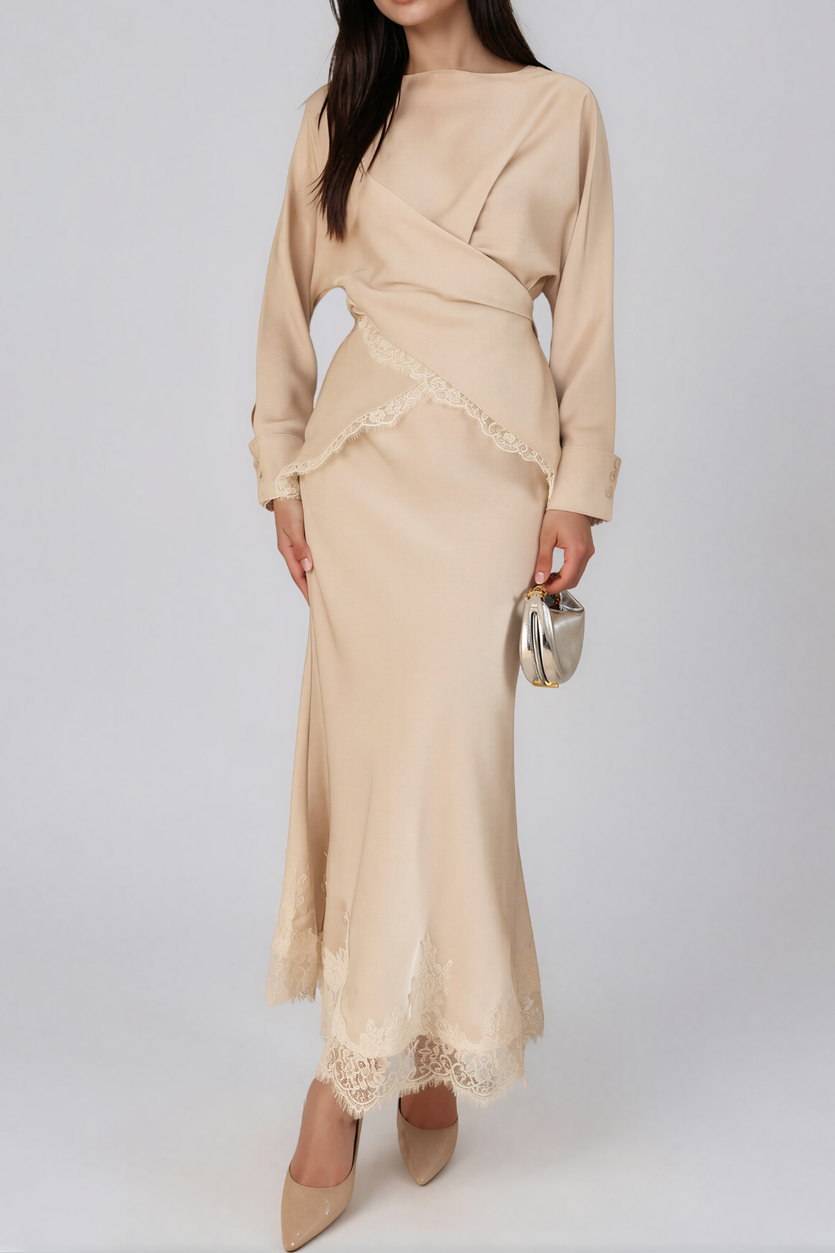 Inocencio Long Sleeve Lace Skirt Set