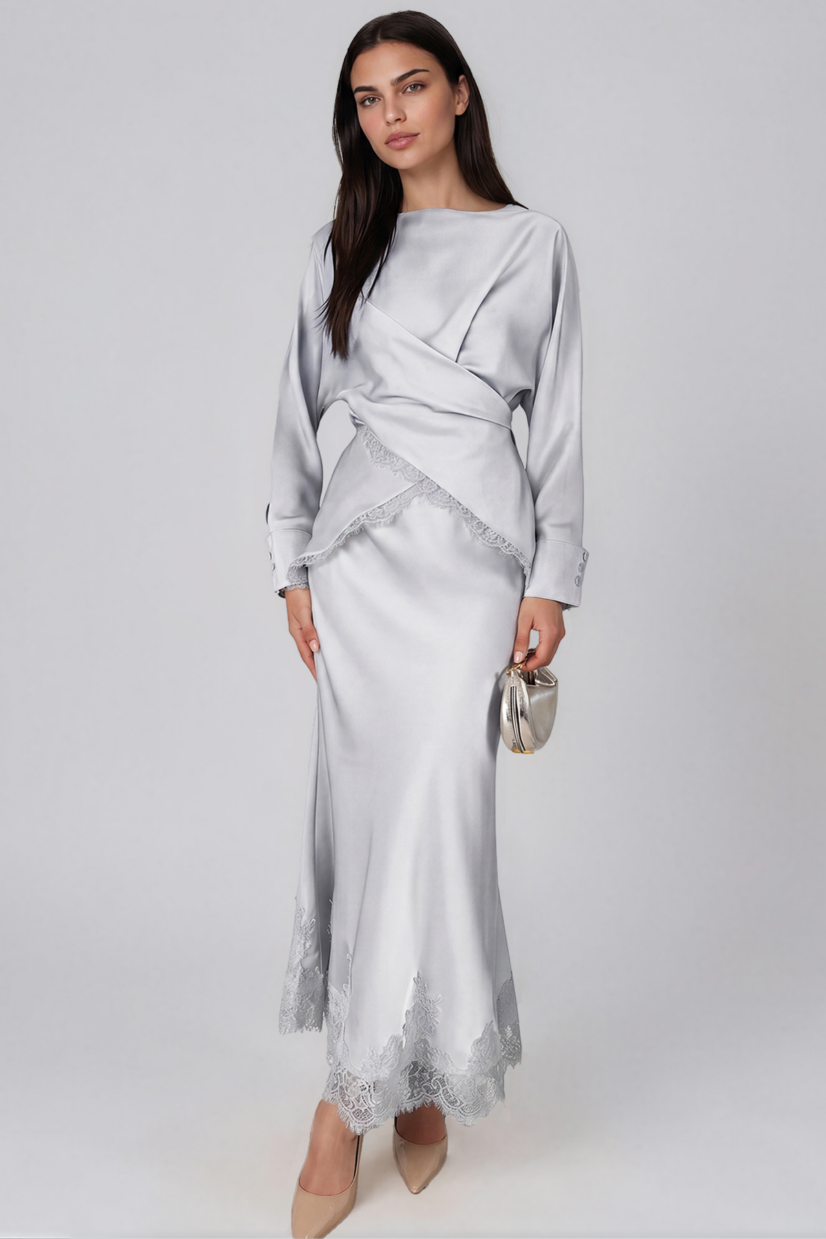 Inocencio Long Sleeve Lace Skirt Set