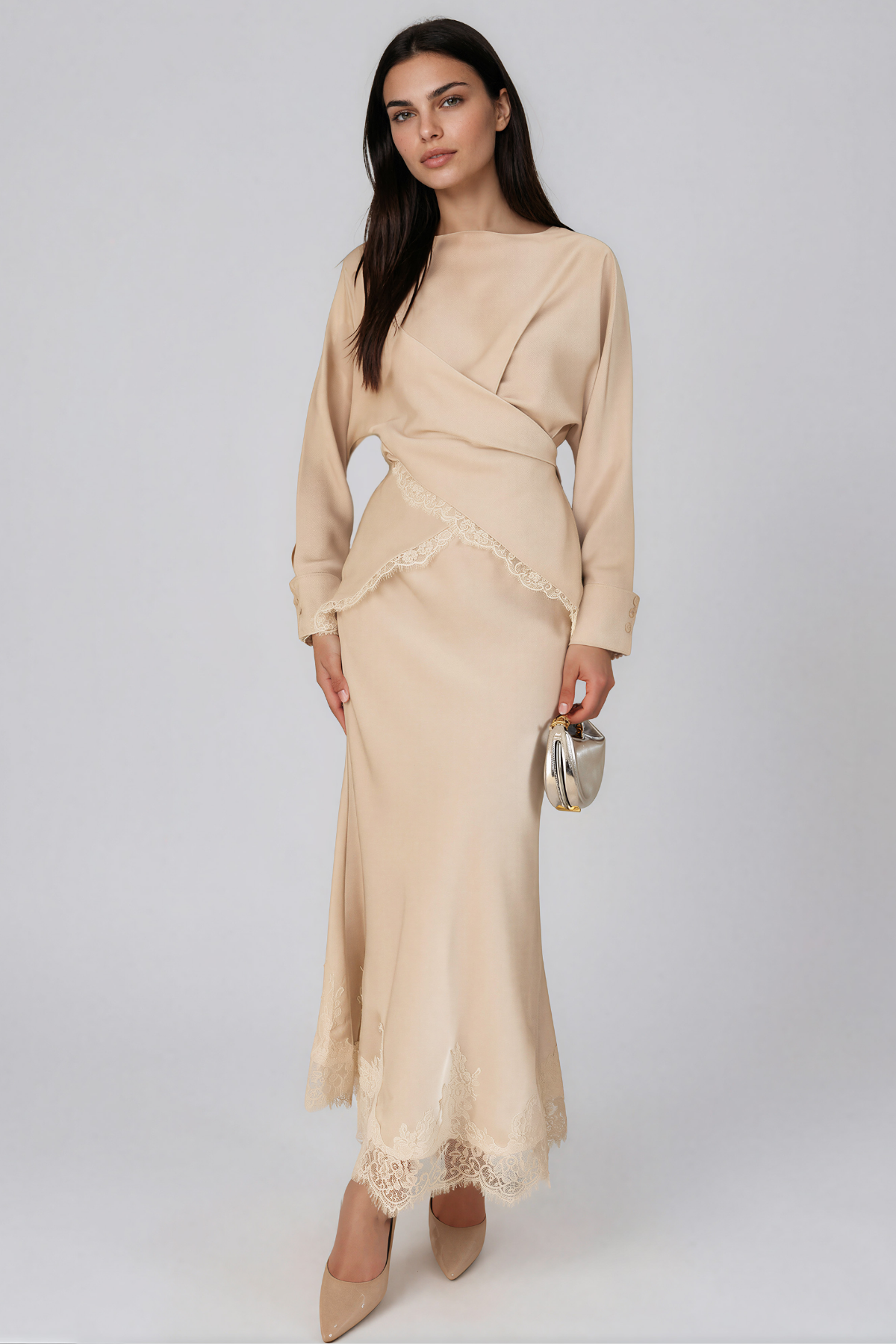 Inocencio Long Sleeve Lace Skirt Set