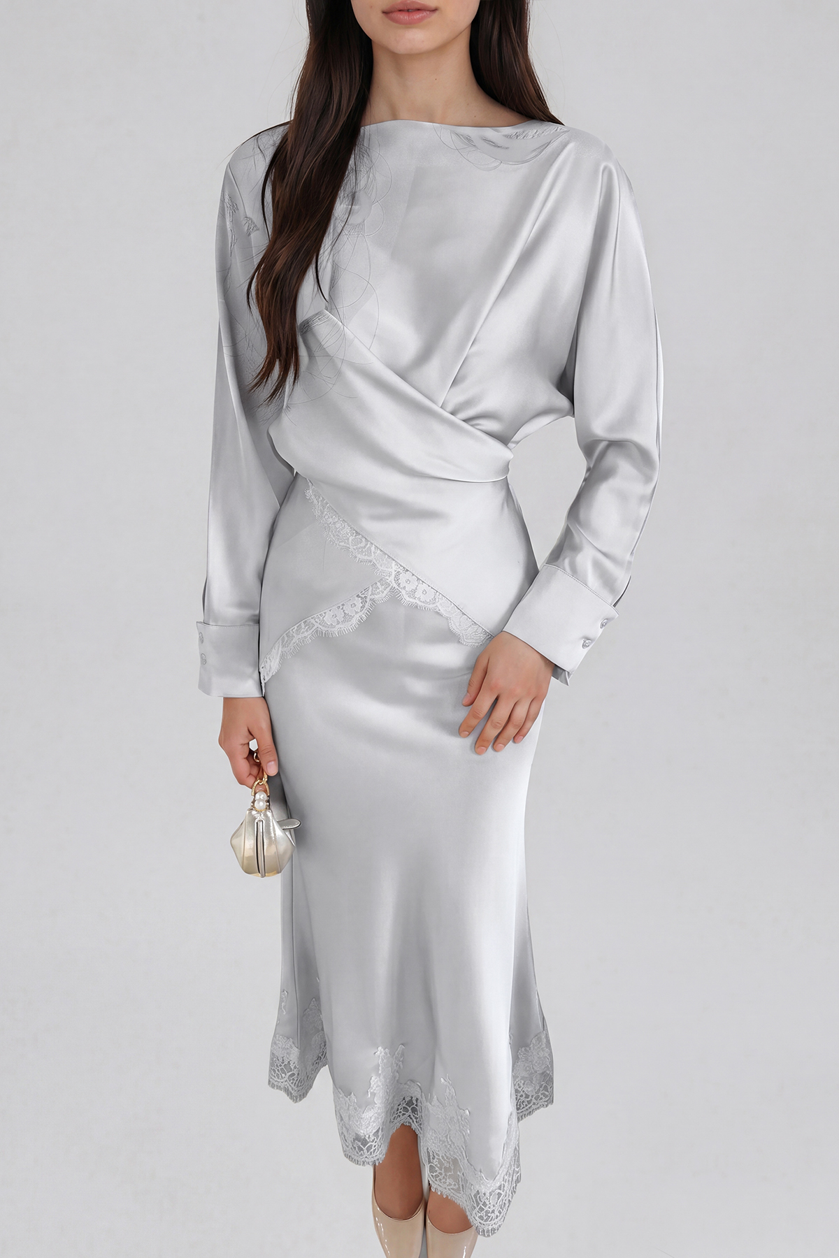 Inocencio Long Sleeve Lace Skirt Set