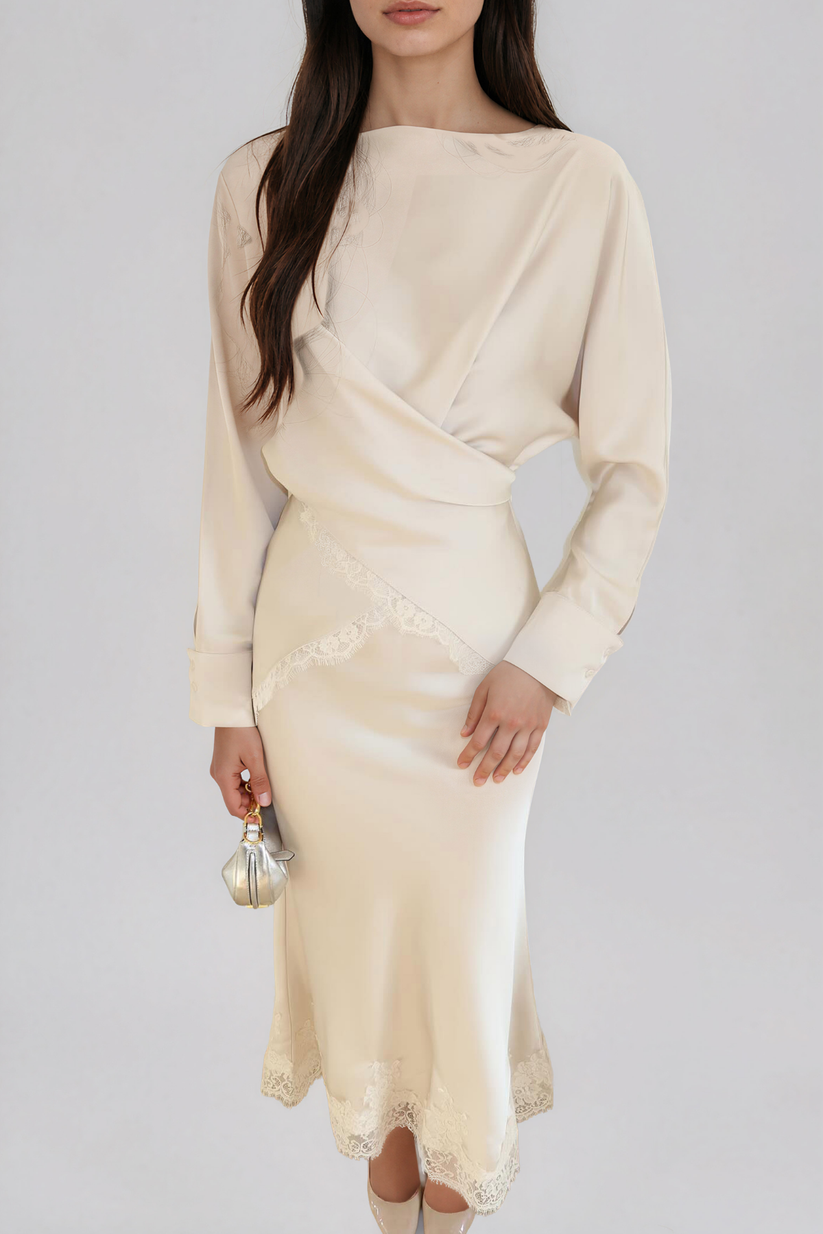 Inocencio Long Sleeve Lace Skirt Set