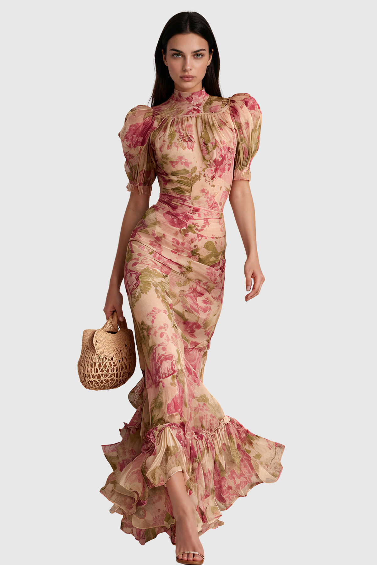 Inola Puff Sleeve Floral Maxi Dress