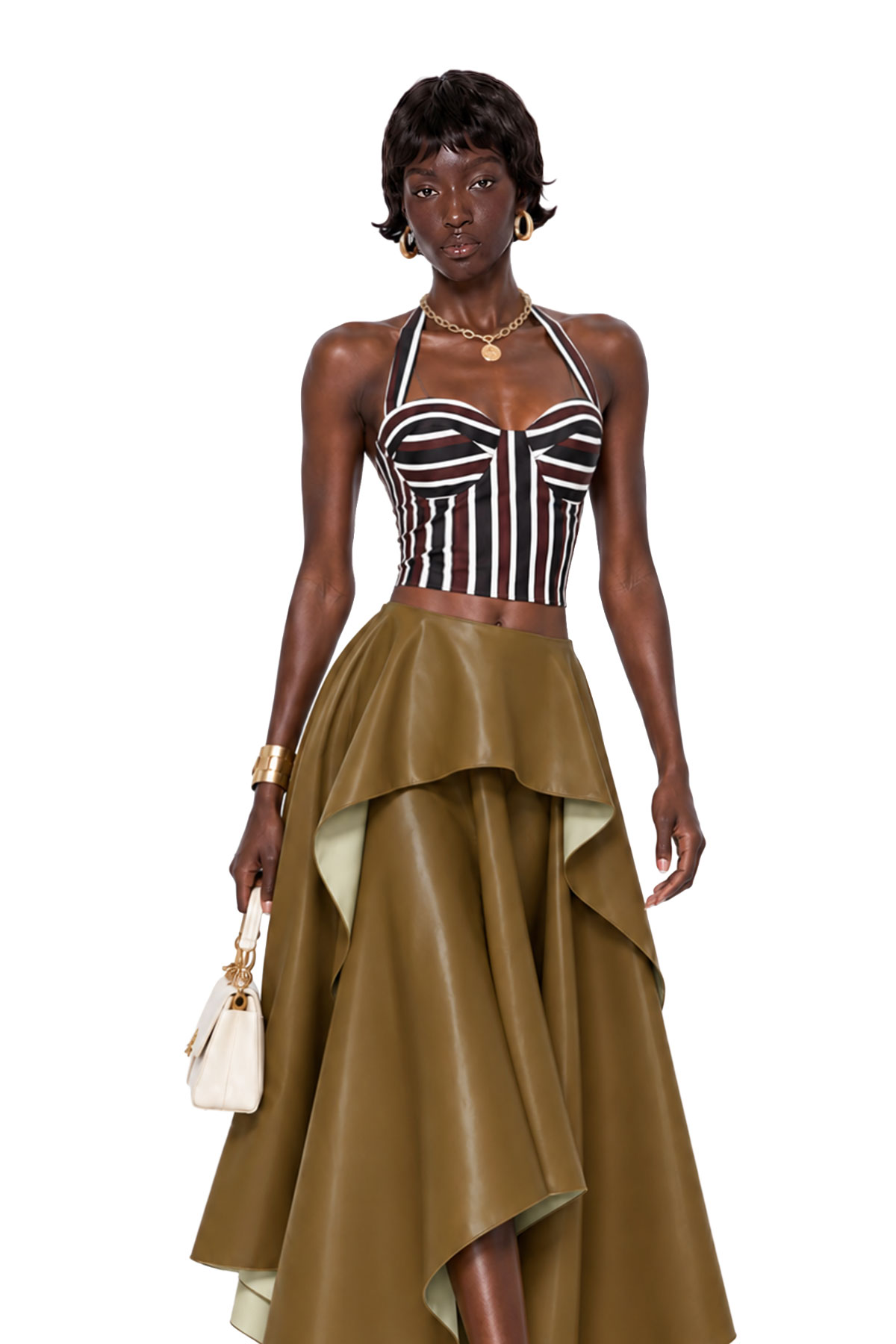Inta Halter Neck Leather Skirt Set