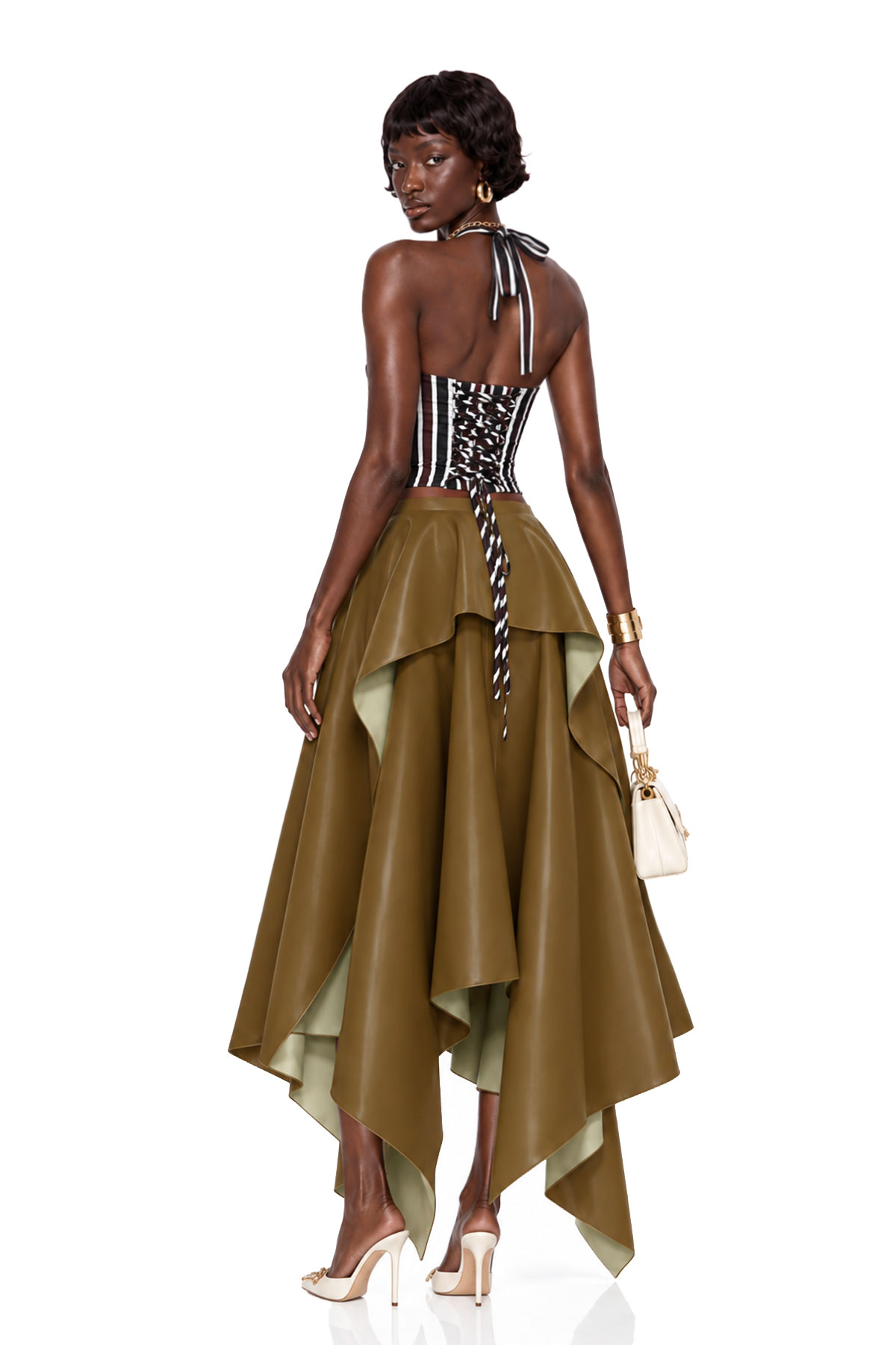 Inta Halter Neck Leather Skirt Set