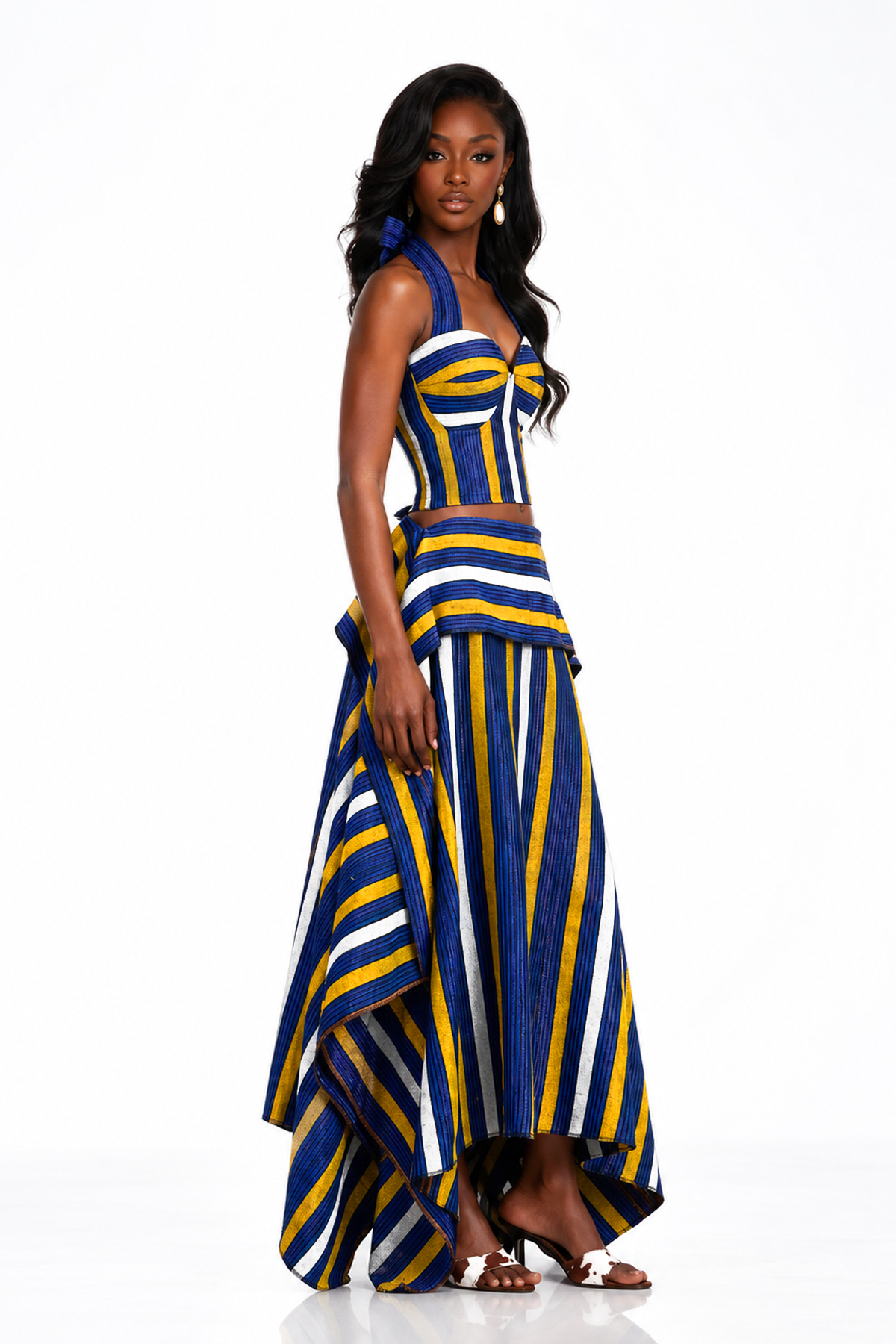 Inta Halter Neck Stripe Skirt Set