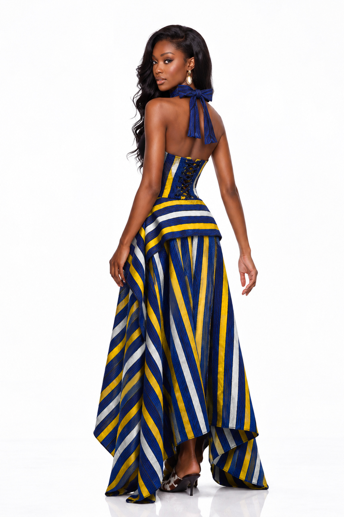 Inta Halter Neck Stripe Skirt Set