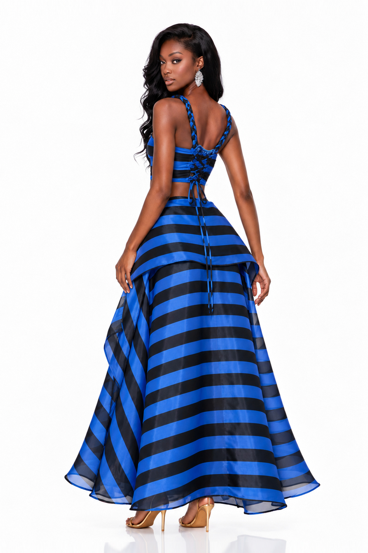 Inta Spaghetti Stripe Skirt Set In Blue